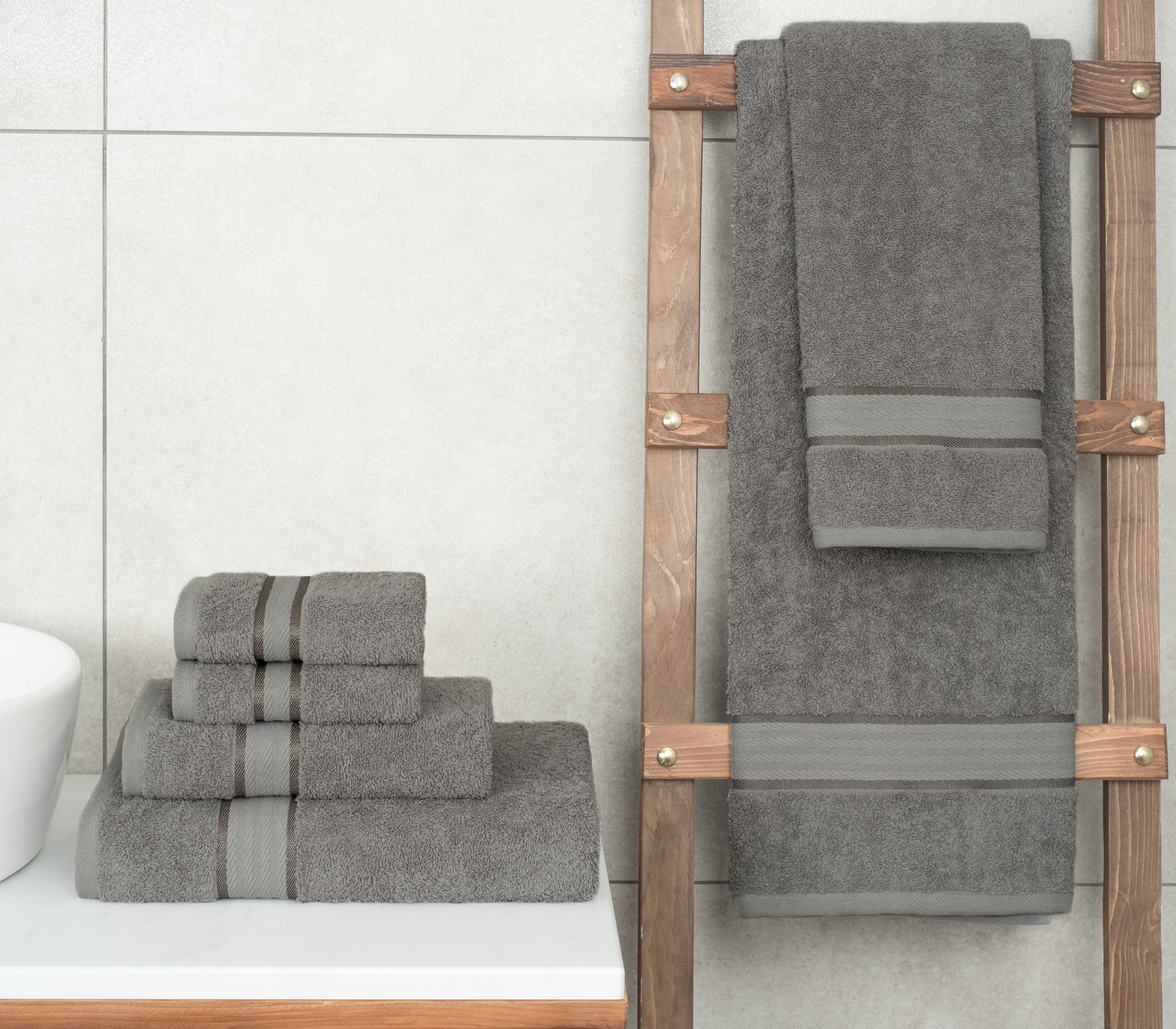 American Soft Linen - Salem 6 Piece Turkish Cotton Luxury Towel Set - Gray - 2
