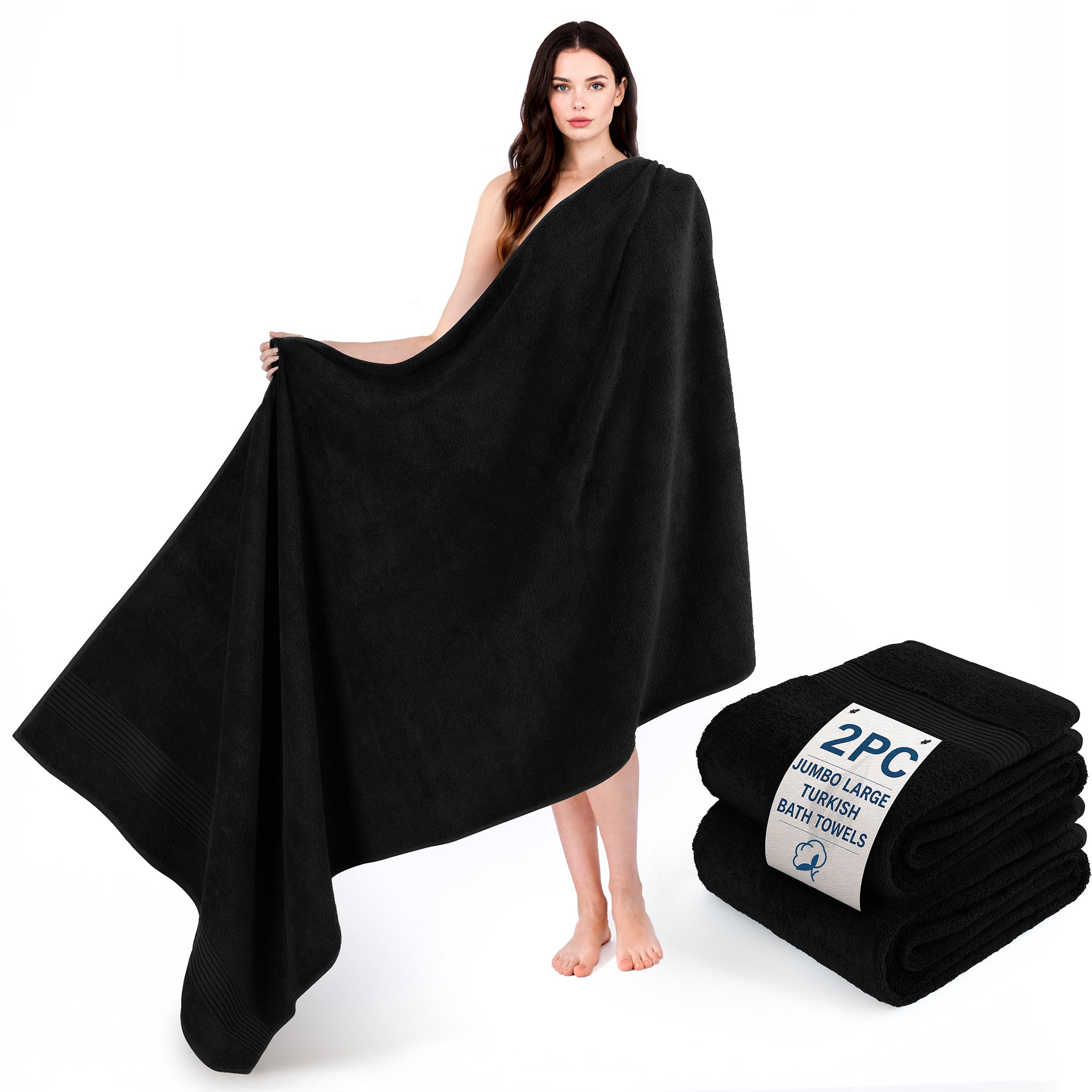 American Soft Linen Bekos 35x70 Inch Jumbo Bath Sheet Set of 2 – Extra Large 100% Cotton Turkish Bath Towels