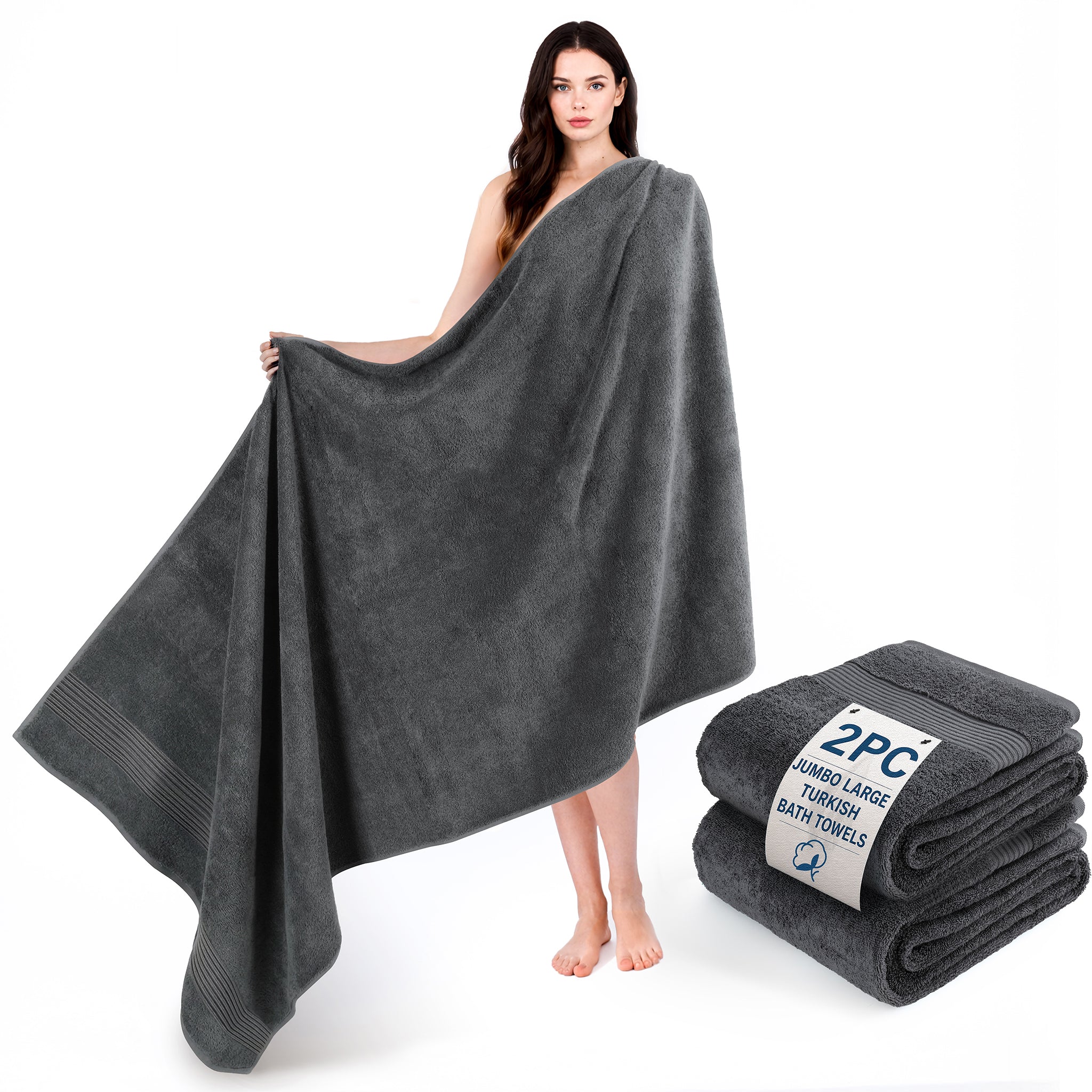 American Soft Linen Bekos 35x70 Inch Jumbo Bath Sheet Set of 2, Wholesale 100% Cotton Turkish Towel Set