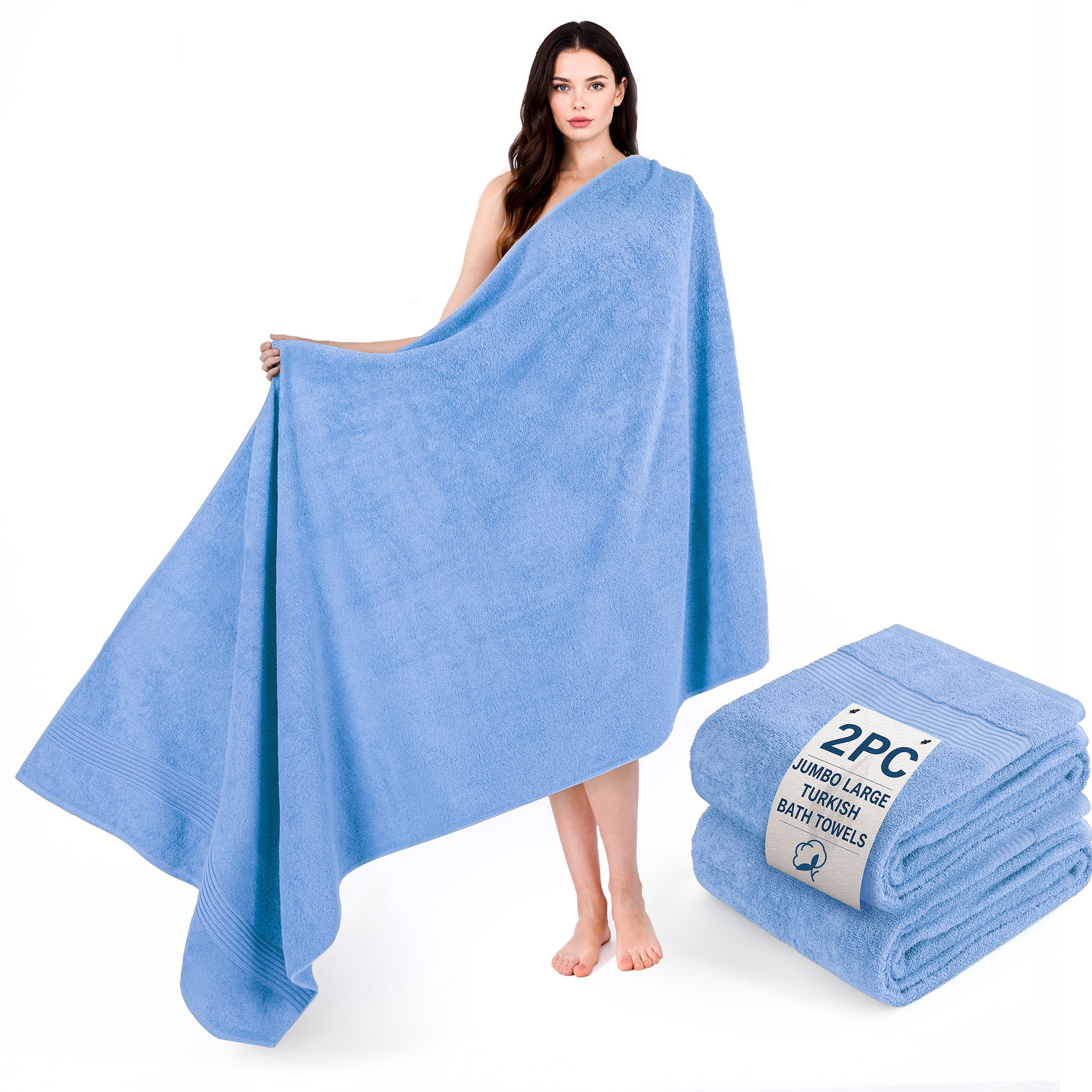 American Soft Linen Bekos 35x70 Inch Jumbo Bath Sheet Set of 2, Wholesale 100% Cotton Turkish Towel Set