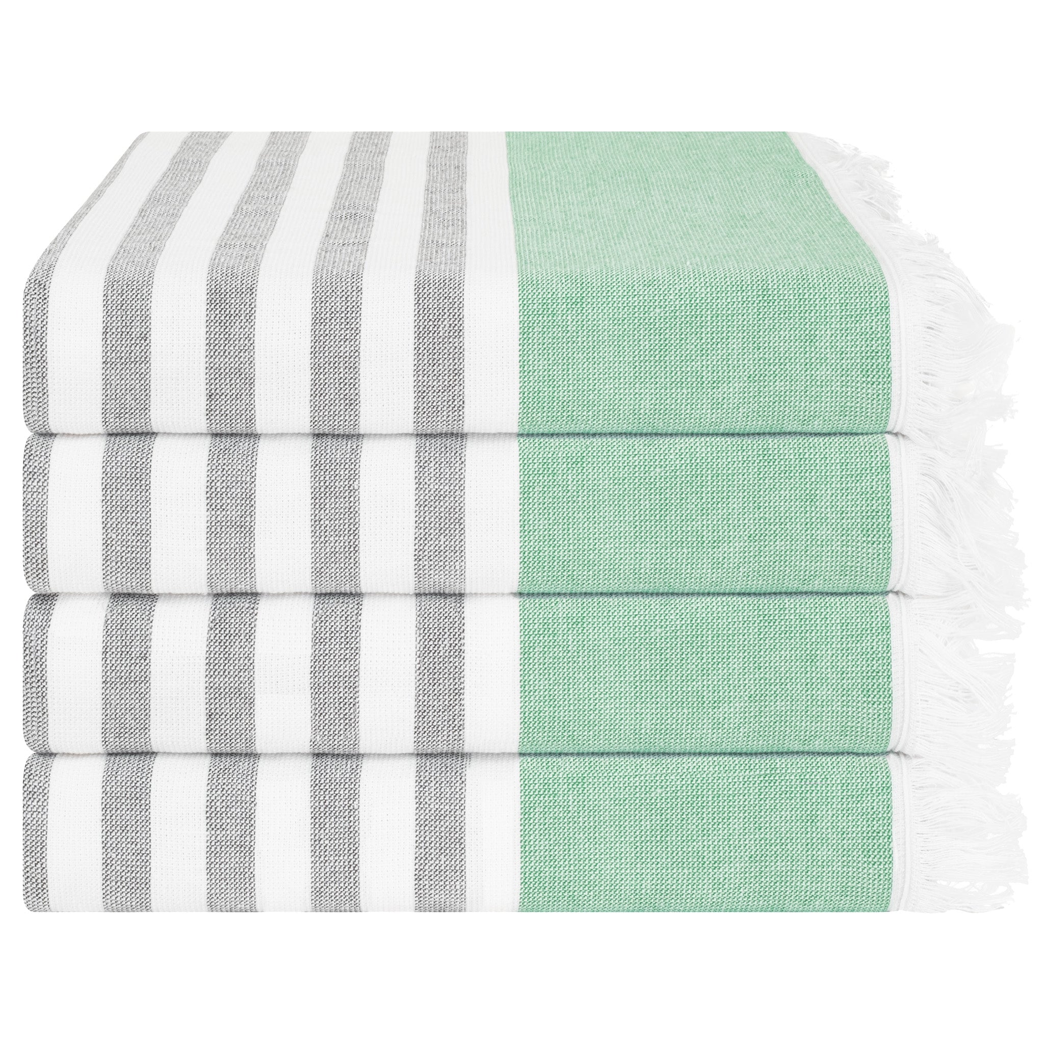 4 Packed 100% Cotton Terry Peshtemal & Beach Towel Green-01