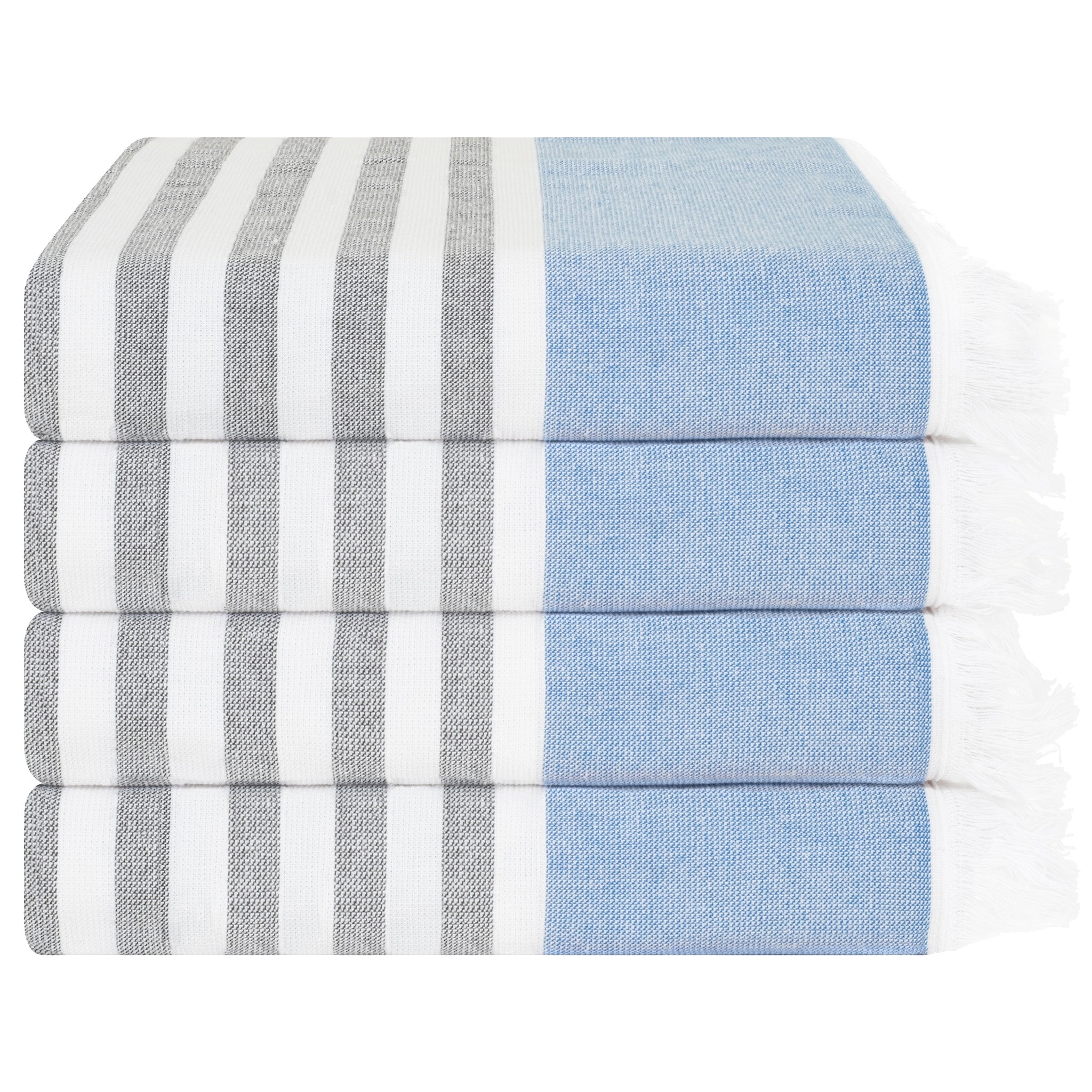 4 Packed 100% Cotton Terry Peshtemal & Beach Towel Navy Blue-01