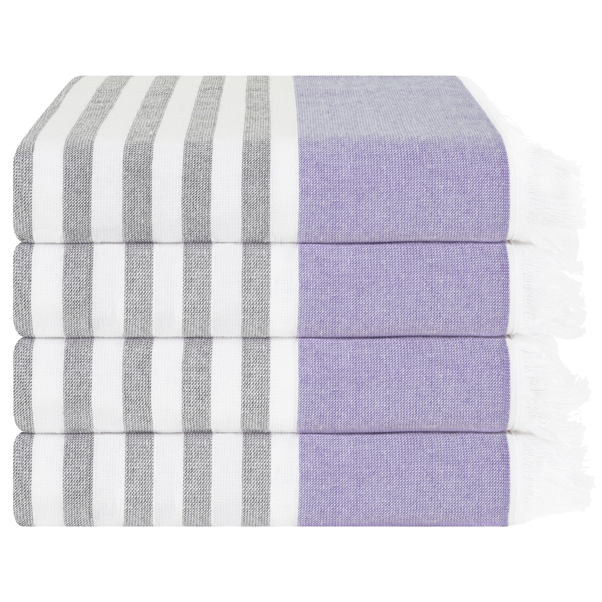 4 Packed 100% Cotton Terry Peshtemal & Beach Towel Purple-01