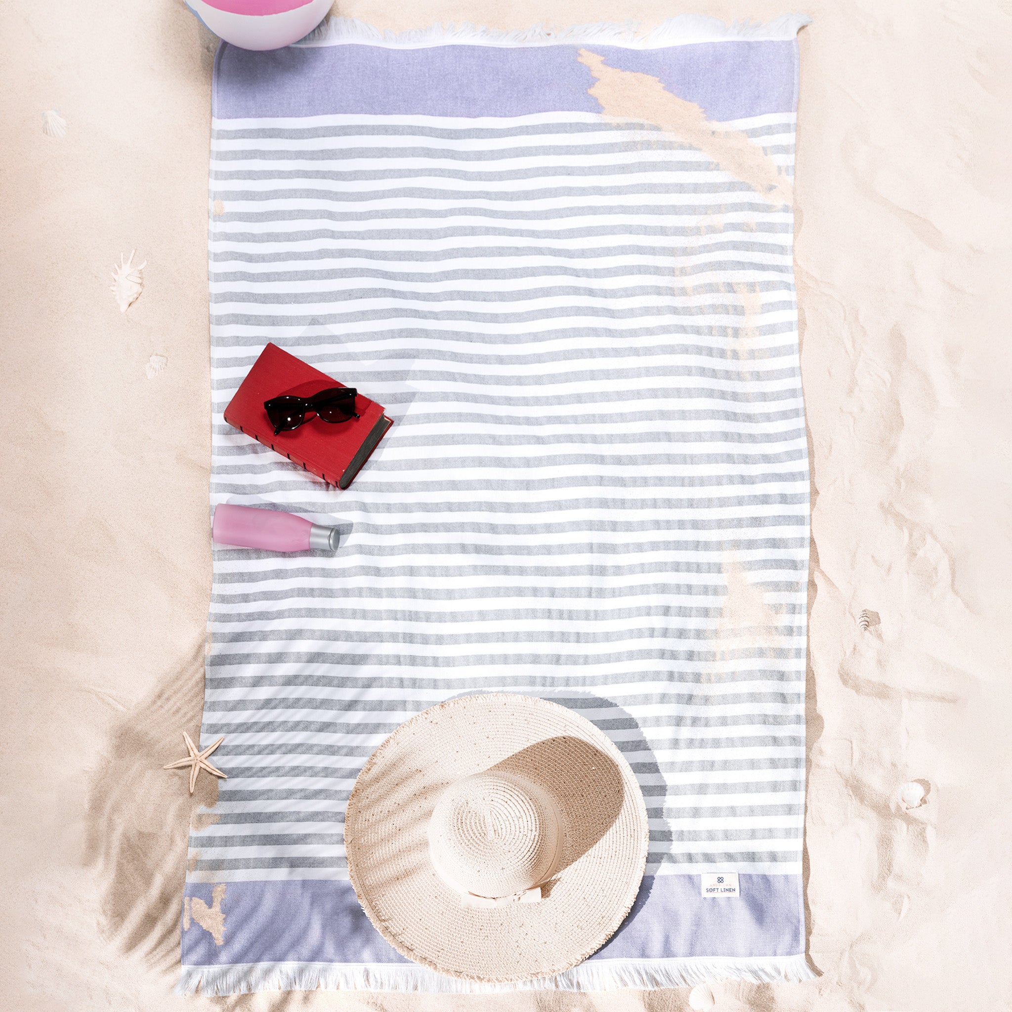 4 Packed 100% Cotton Terry Peshtemal & Beach Towel Purple-06
