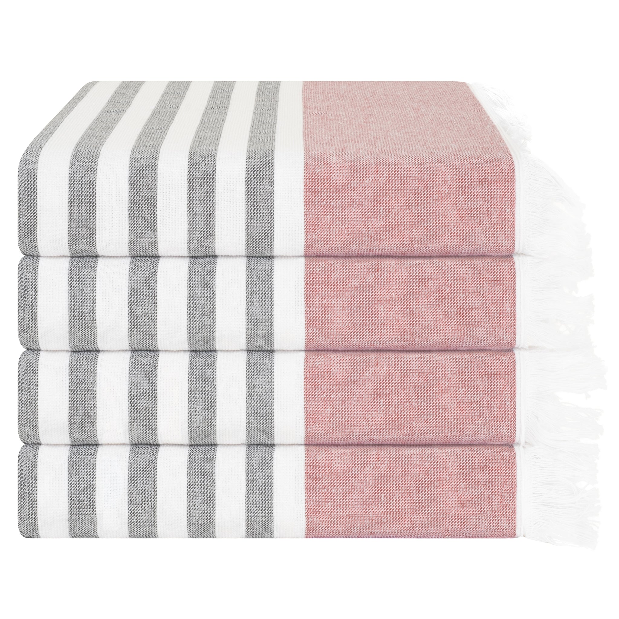 4 Packed Terry Peshtemal and Beach Towel, Mediterranean 100% Cotton Turkish Towels, Premium Peshtemals, 35" x 60", Modern & Traditional Turkish Bath Towels, Rose 3
