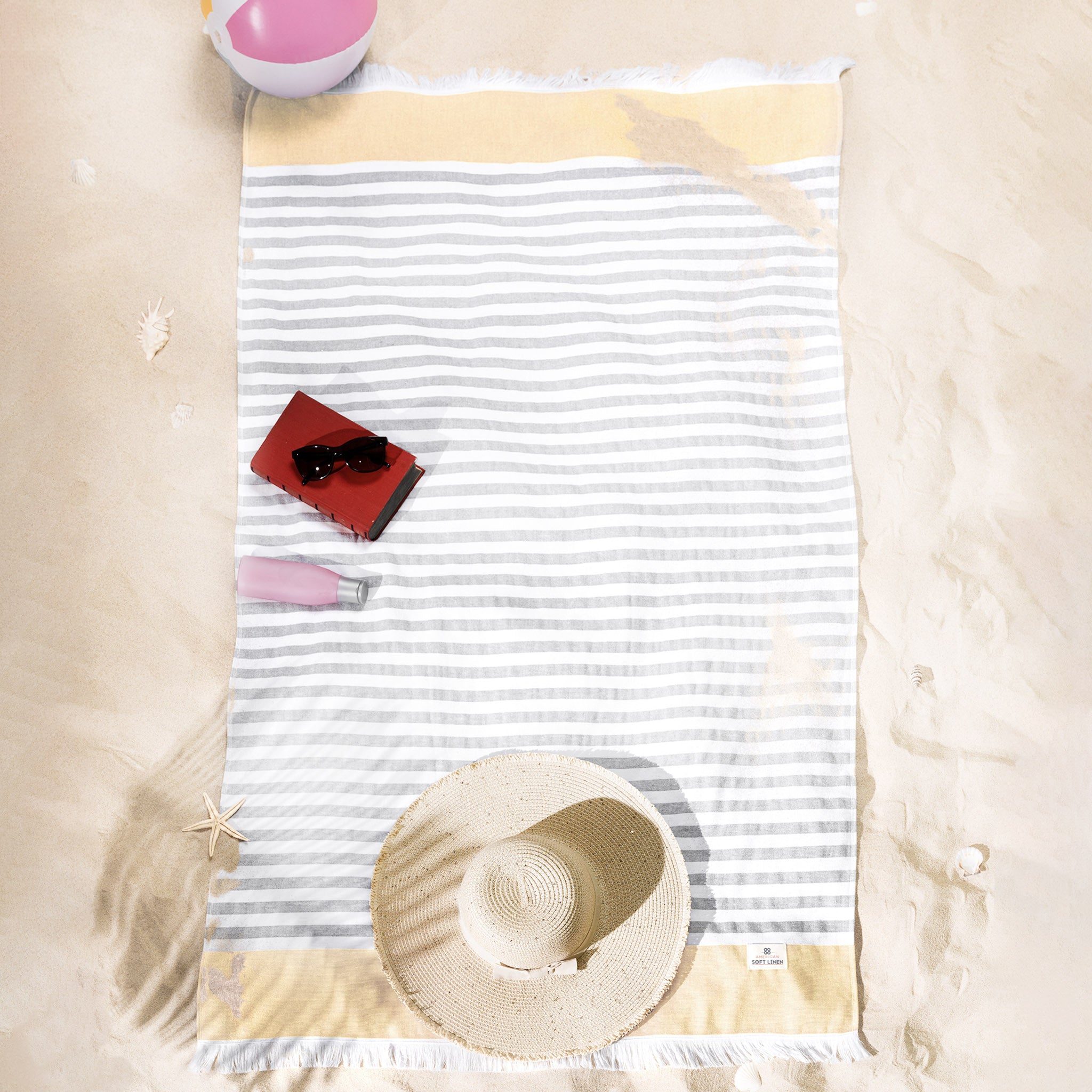 4 Packed 100% Cotton Terry Peshtemal & Beach Towel Yellow-06