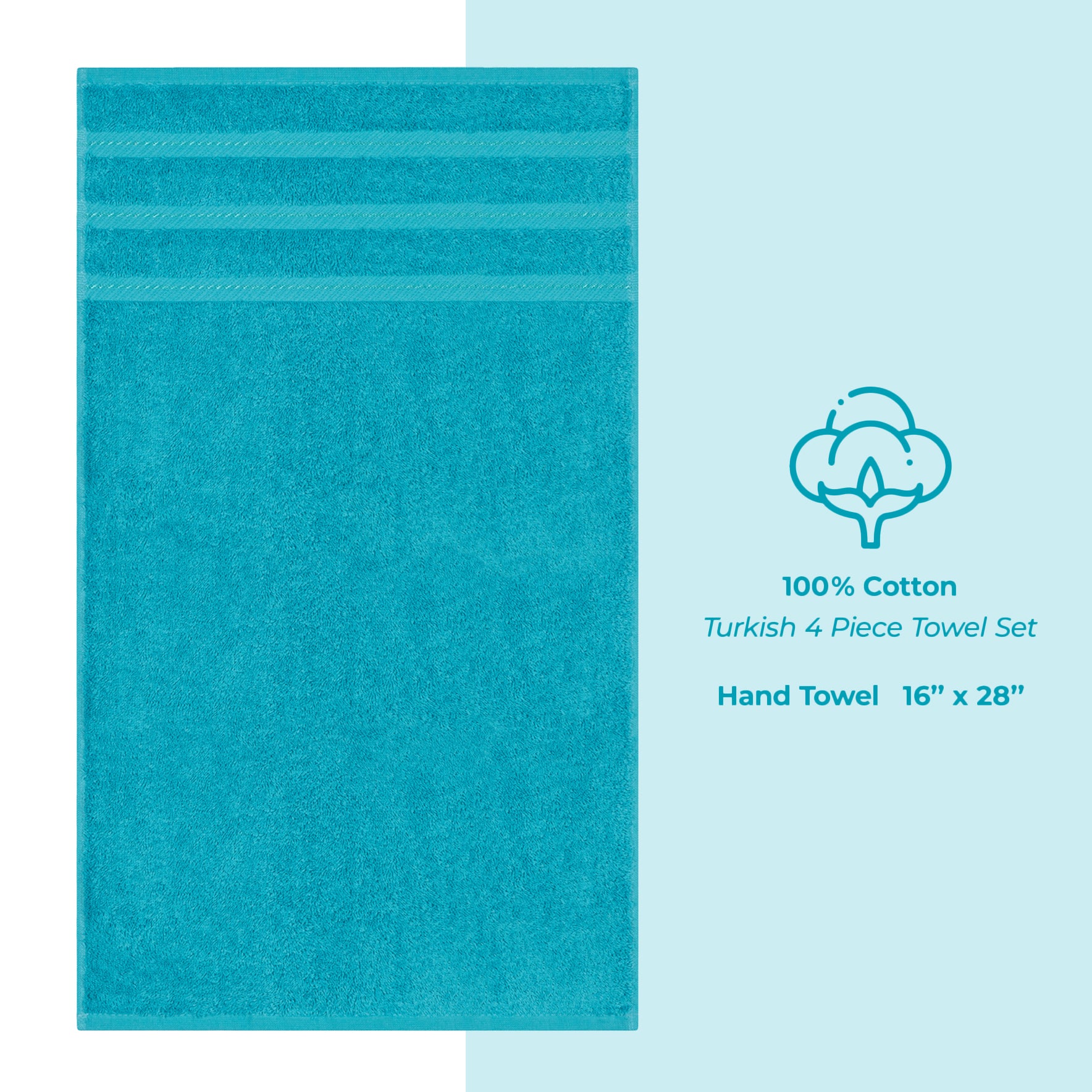 American Soft Linen 100% Cotton Turkish Towels, 4 Pack Hand Towel Set, Super Soft, Absorbent, Quick Dry Premium Towels