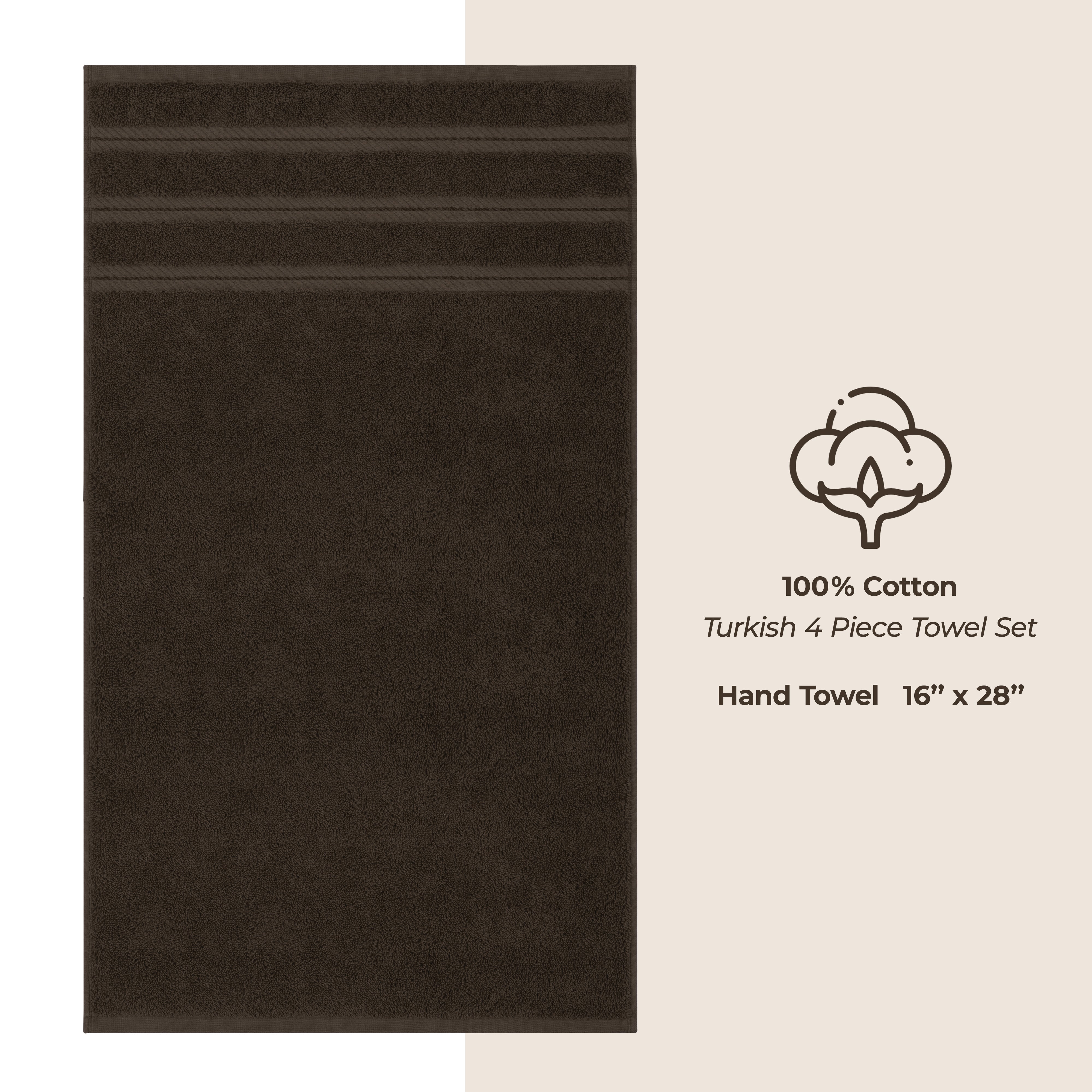 American Soft Linen 100% Cotton Turkish Towels, 4 Pack Hand Towel Set, Super Soft, Absorbent, Quick Dry Premium Towels