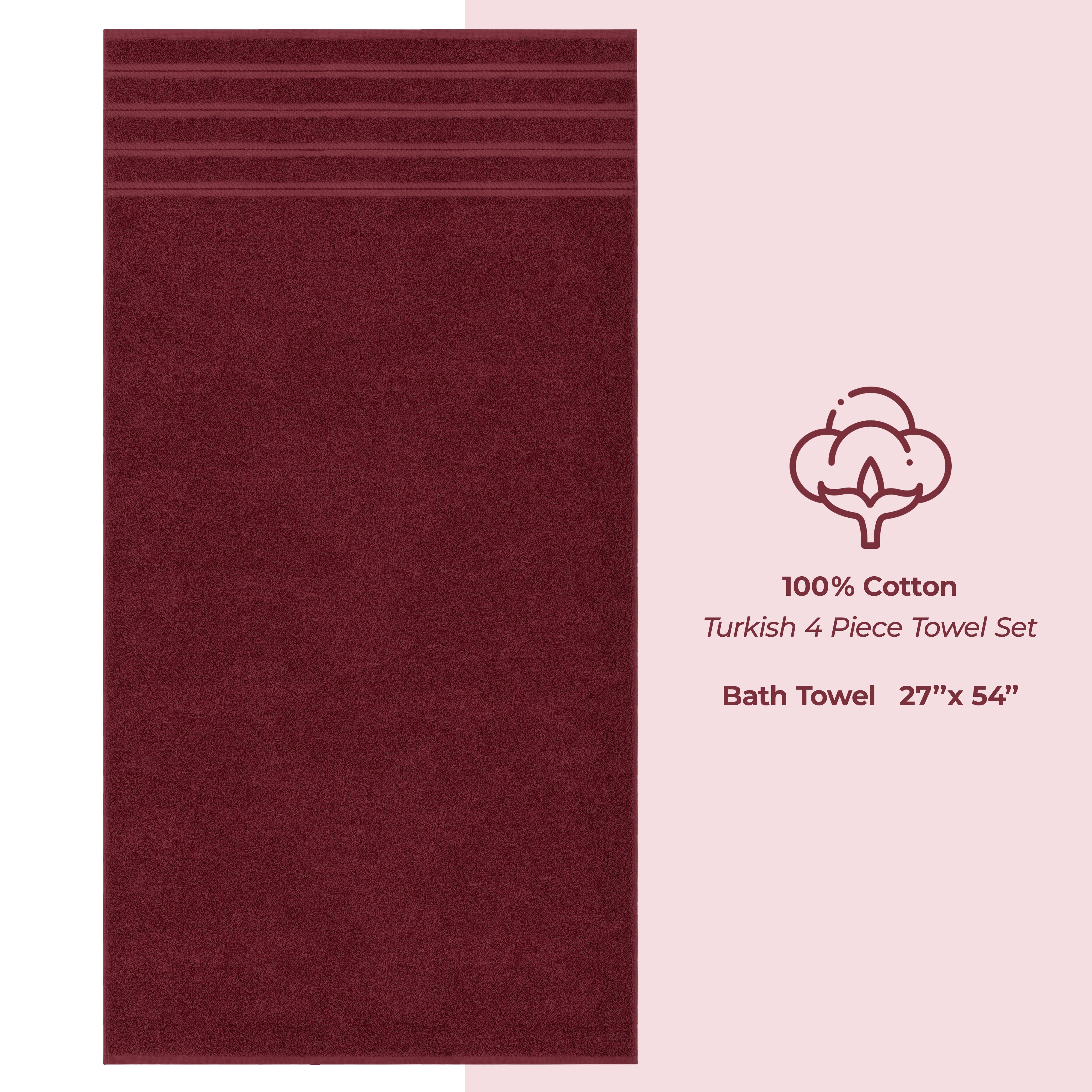 American Soft Linen 100% Cotton Turkish Towels for Bathroom, 4 Pack Bath Towel Set, Super Soft, Extra Large Bath Towels