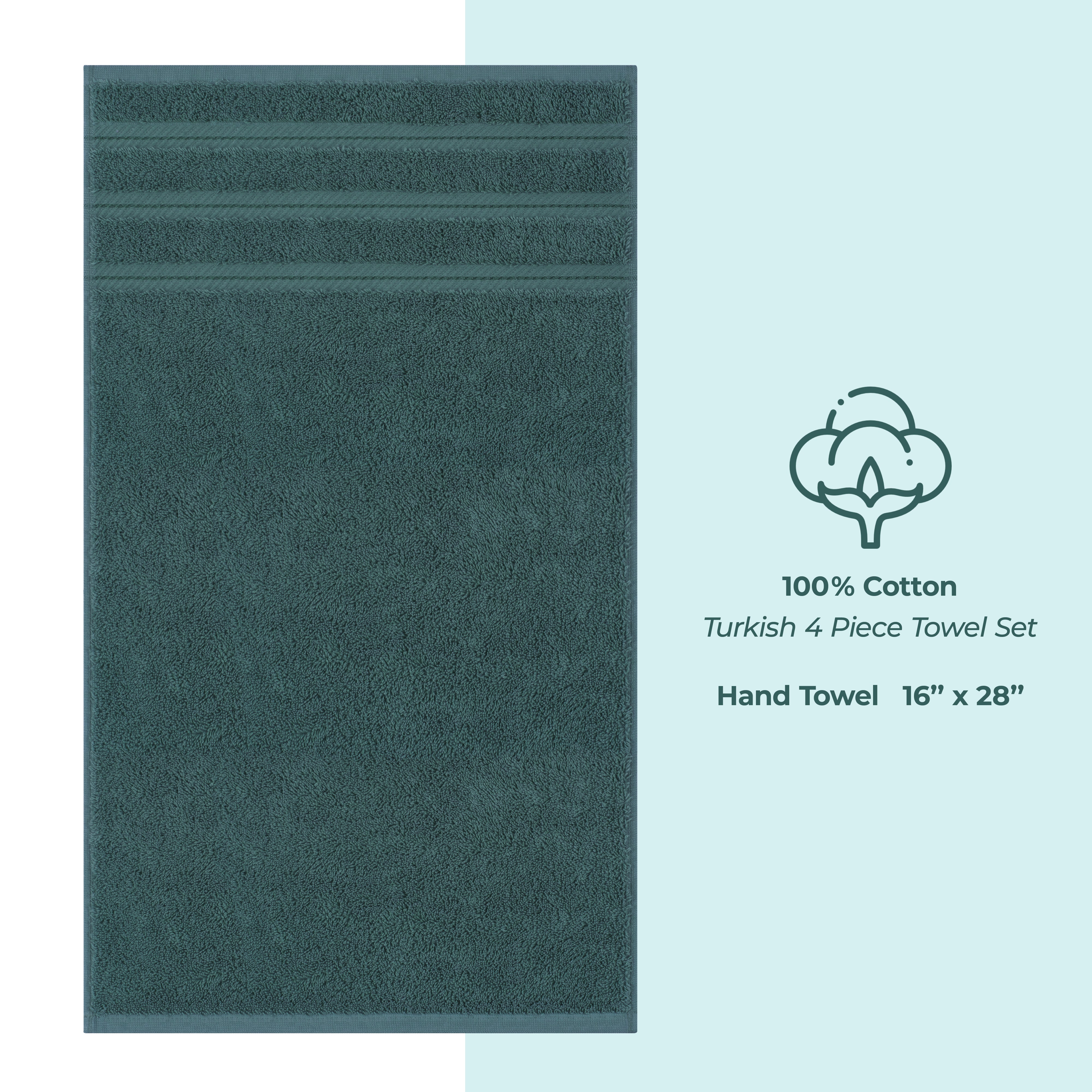 American Soft Linen 100% Cotton Turkish Towels, 4 Pack Hand Towel Set, Super Soft, Absorbent, Quick Dry Premium Towels