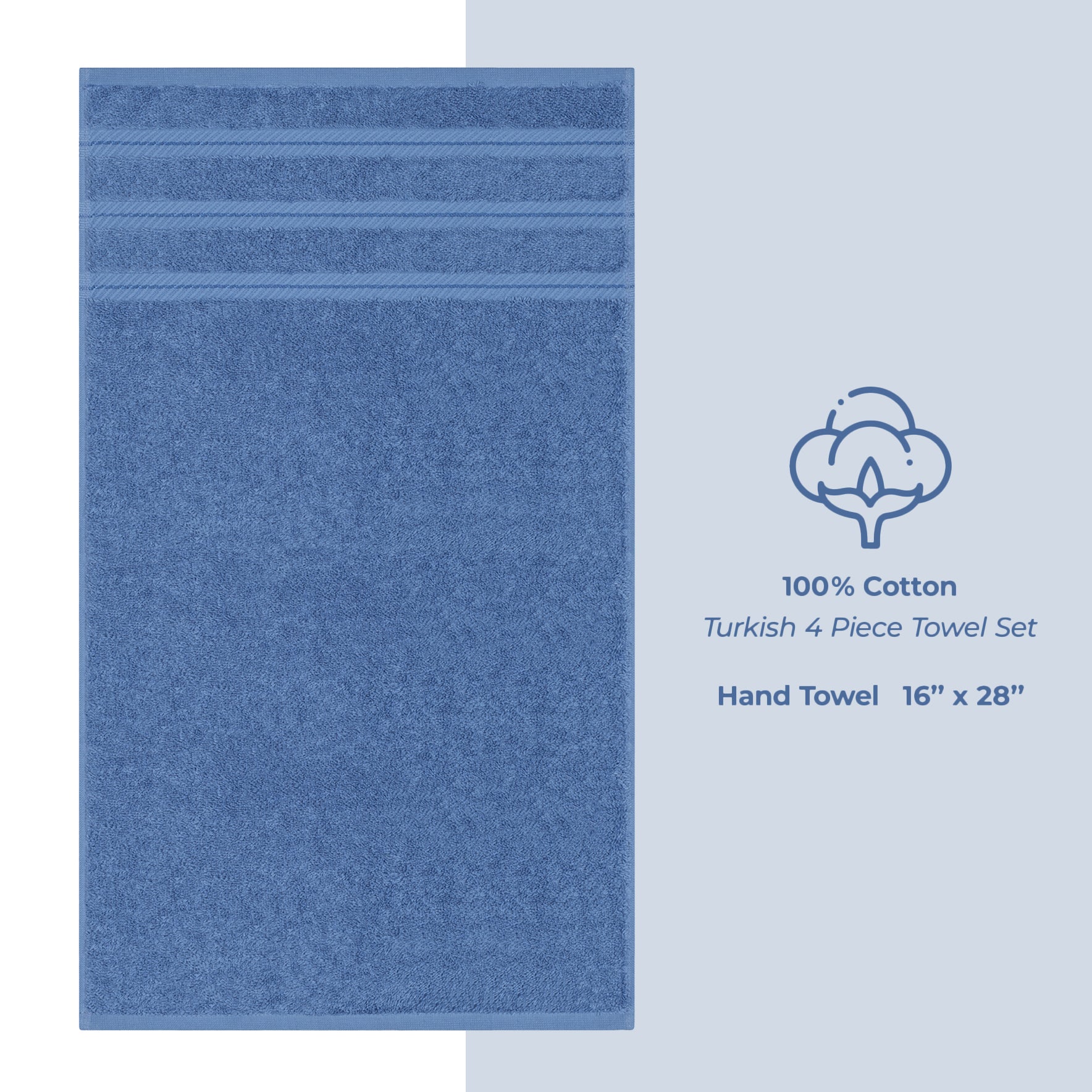 American Soft Linen 100% Cotton Turkish Towels, 4 Pack Hand Towel Set, Super Soft, Absorbent, Quick Dry Premium Towels