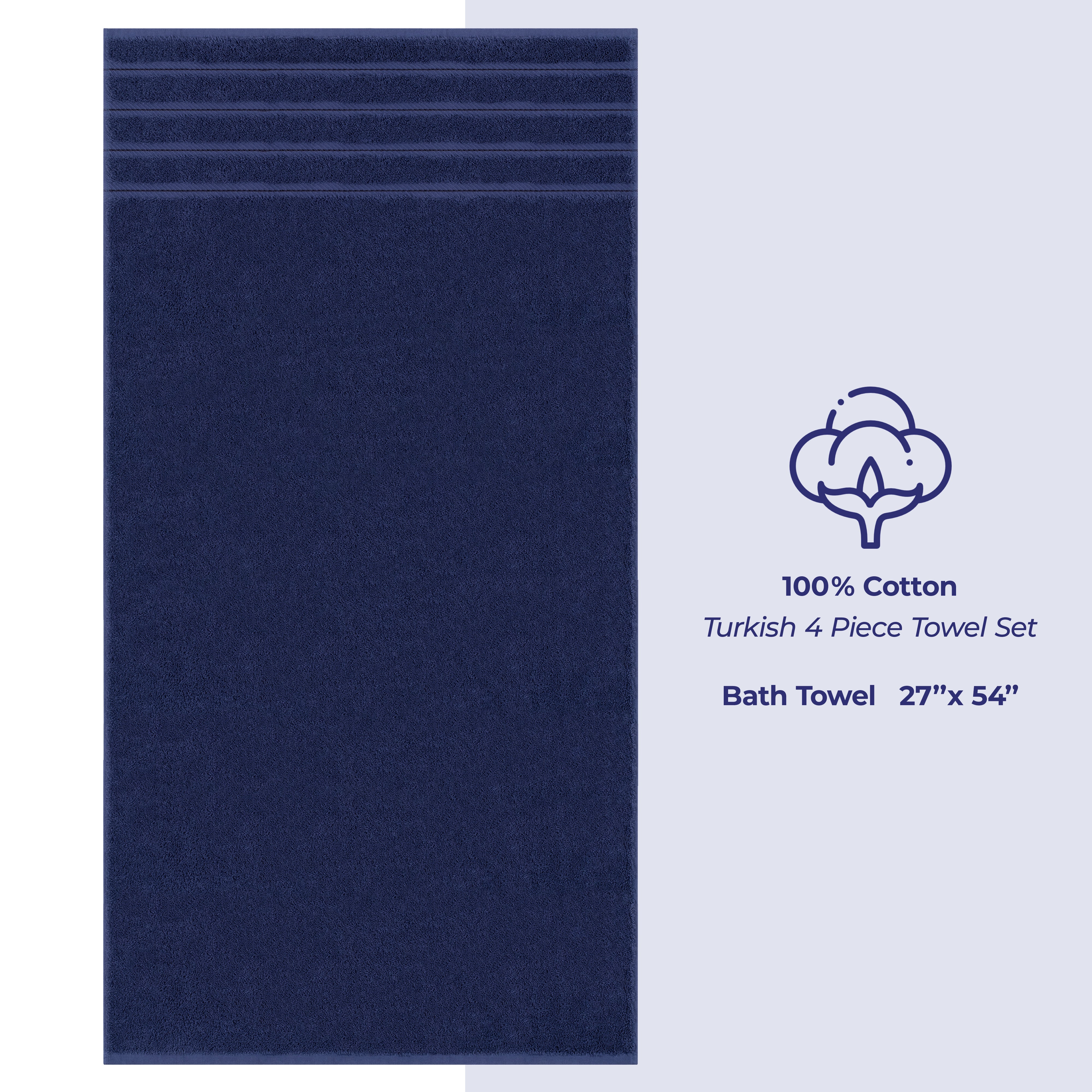 American Soft Linen 100% Cotton Turkish Towels for Bathroom, 4 Pack Bath Towel Set, Super Soft, Extra Large Bath Towels
