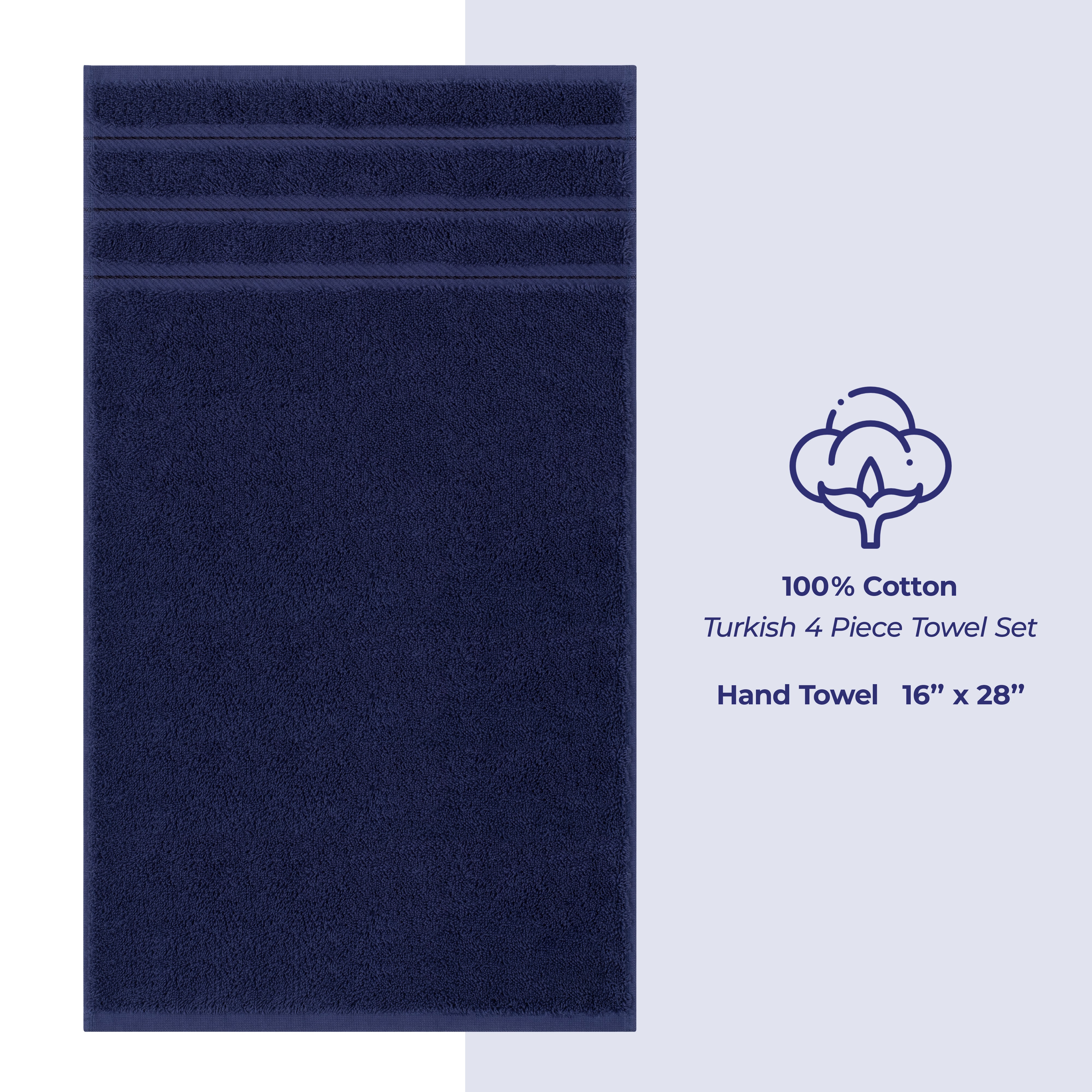 American Soft Linen 100% Cotton Turkish Towels, 4 Pack Hand Towel Set, Super Soft, Absorbent, Quick Dry Premium Towels