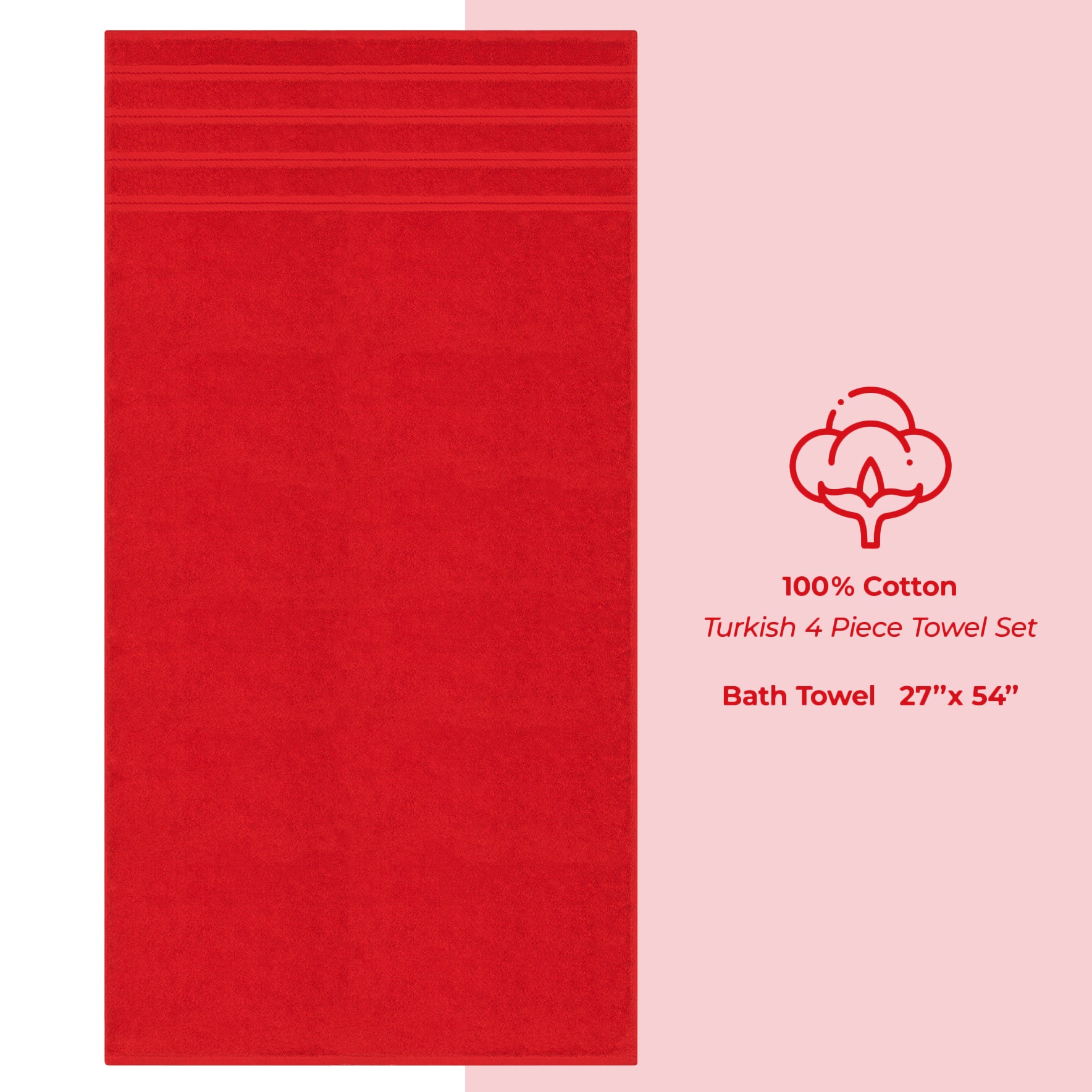 American Soft Linen 100% Cotton Turkish Towels for Bathroom, 4 Pack Bath Towel Set, Super Soft, Extra Large Bath Towels