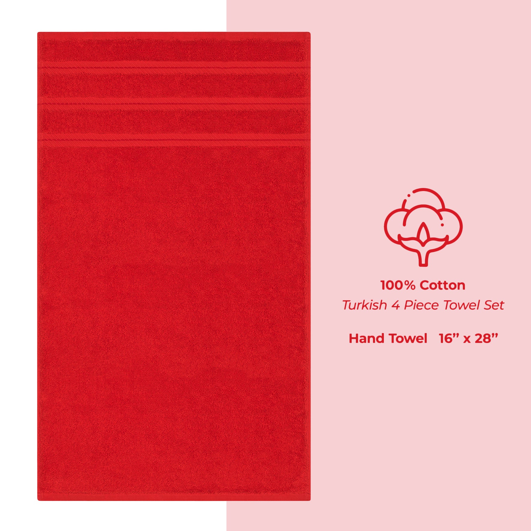 American Soft Linen 100% Cotton Turkish Towels, 4 Pack Hand Towel Set, Super Soft, Absorbent, Quick Dry Premium Towels