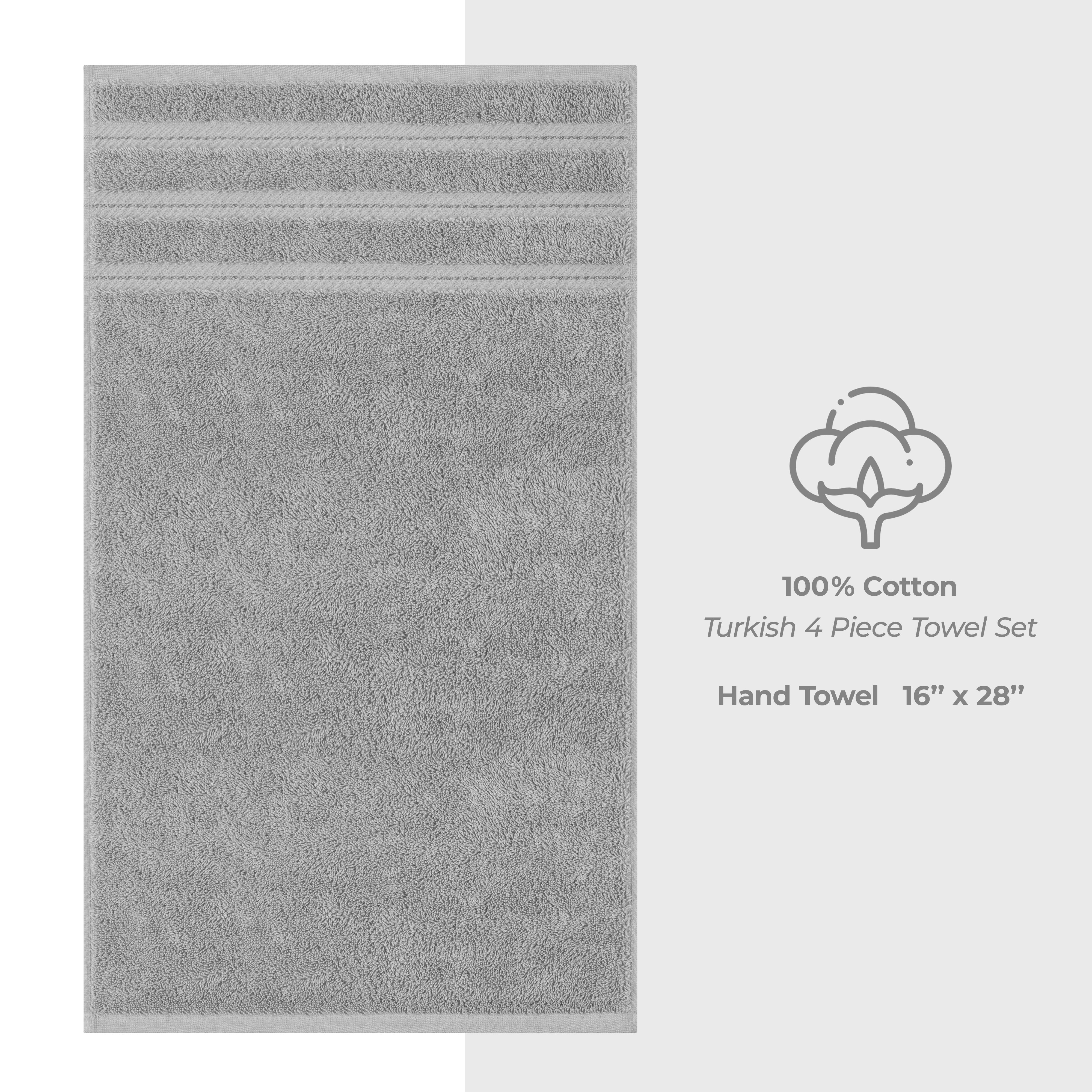 American Soft Linen 100% Cotton Turkish Towels, 4 Pack Hand Towel Set, Super Soft, Absorbent, Quick Dry Premium Towels