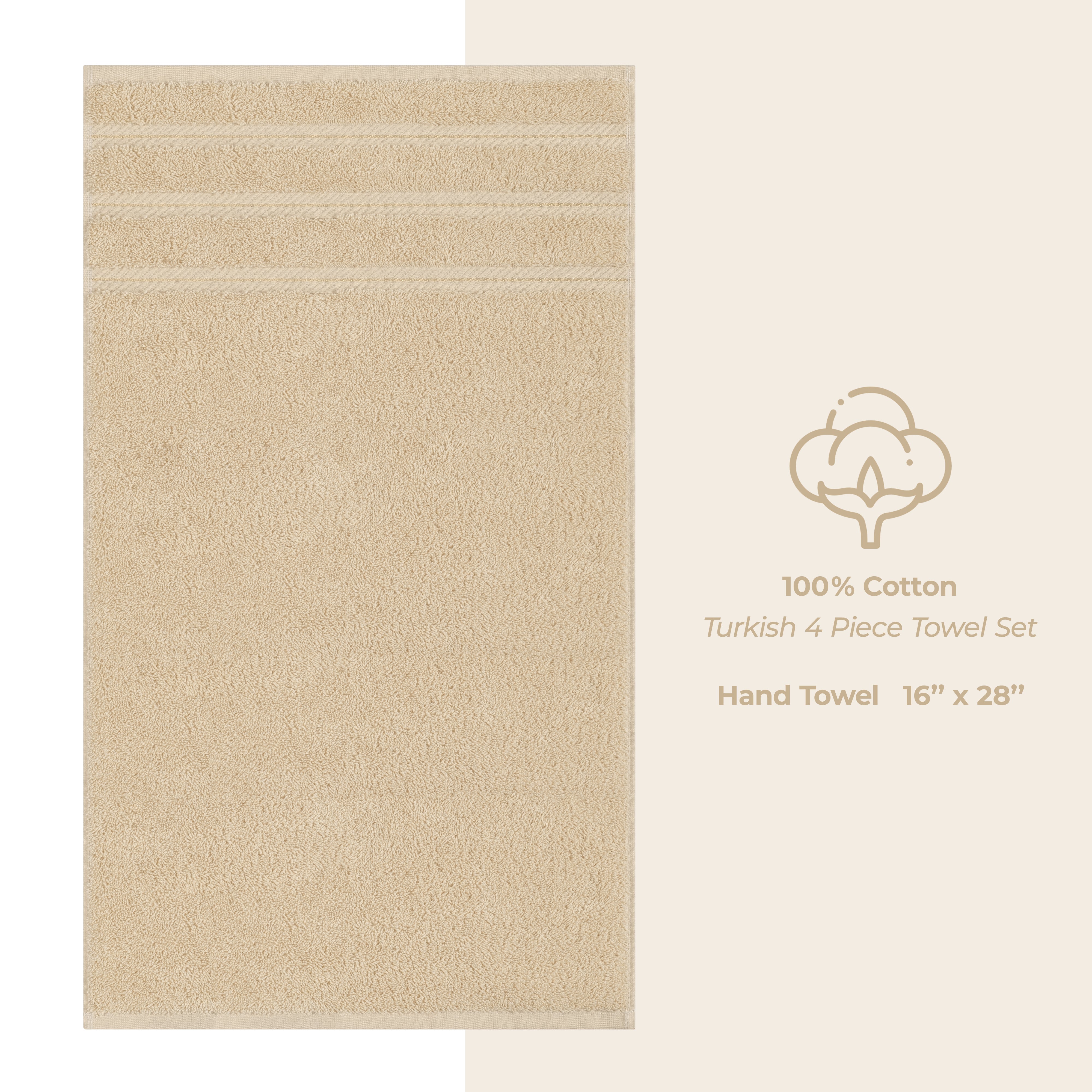 American Soft Linen 100% Cotton Turkish Towels, 4 Pack Hand Towel Set, Super Soft, Absorbent, Quick Dry Premium Towels
