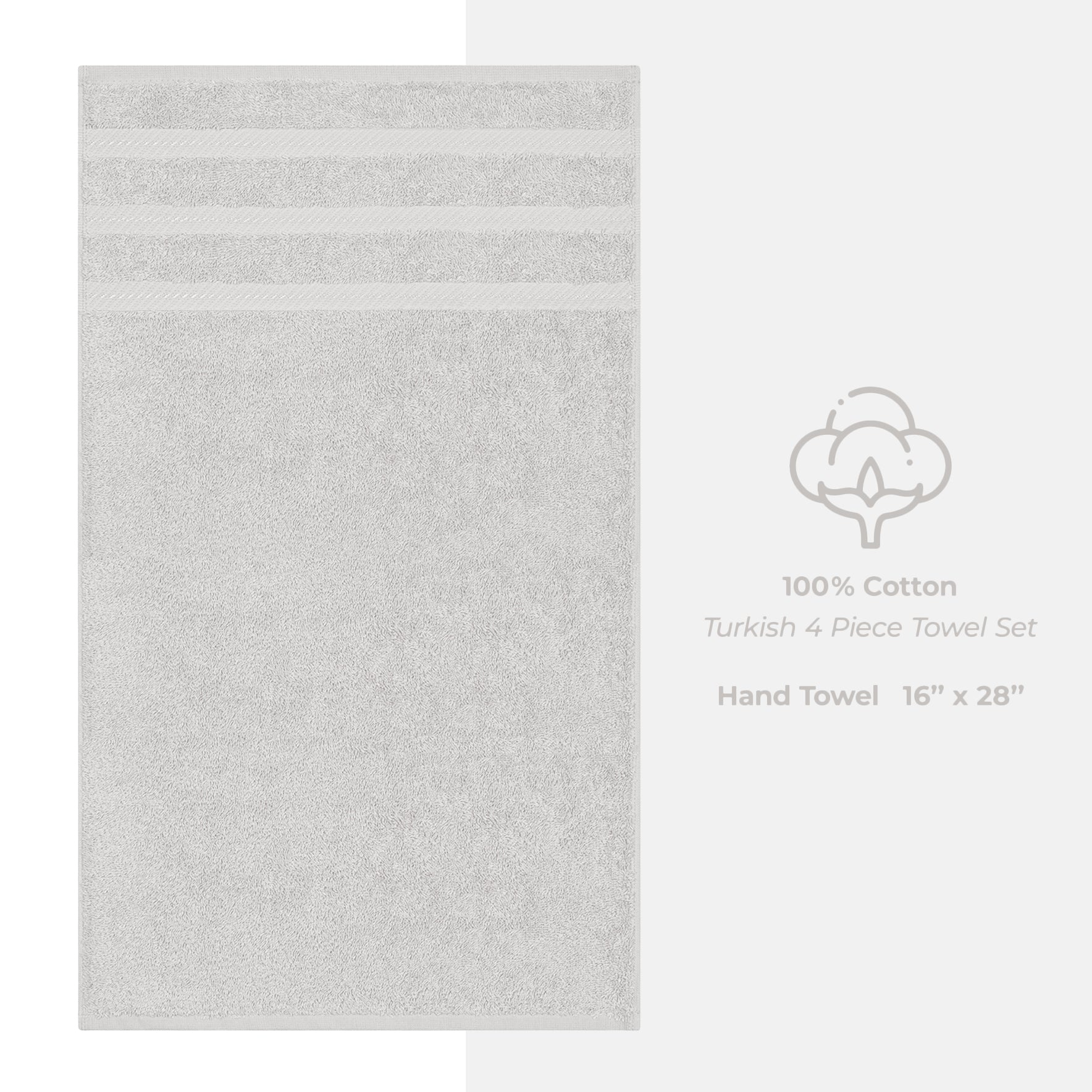 American Soft Linen 100% Cotton Turkish Towels, 4 Pack Hand Towel Set, Super Soft, Absorbent, Quick Dry Premium Towels