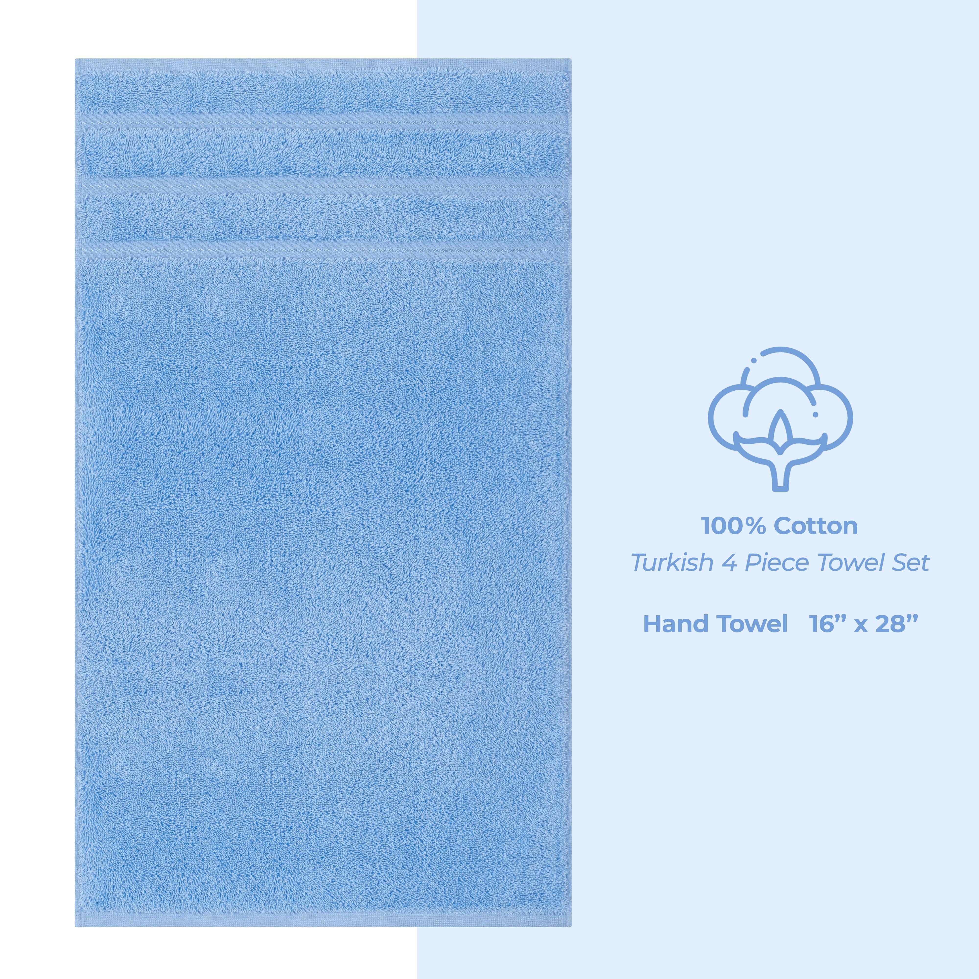 American Soft Linen 100% Cotton Turkish Towels, 4 Pack Hand Towel Set, Super Soft, Absorbent, Quick Dry Premium Towels