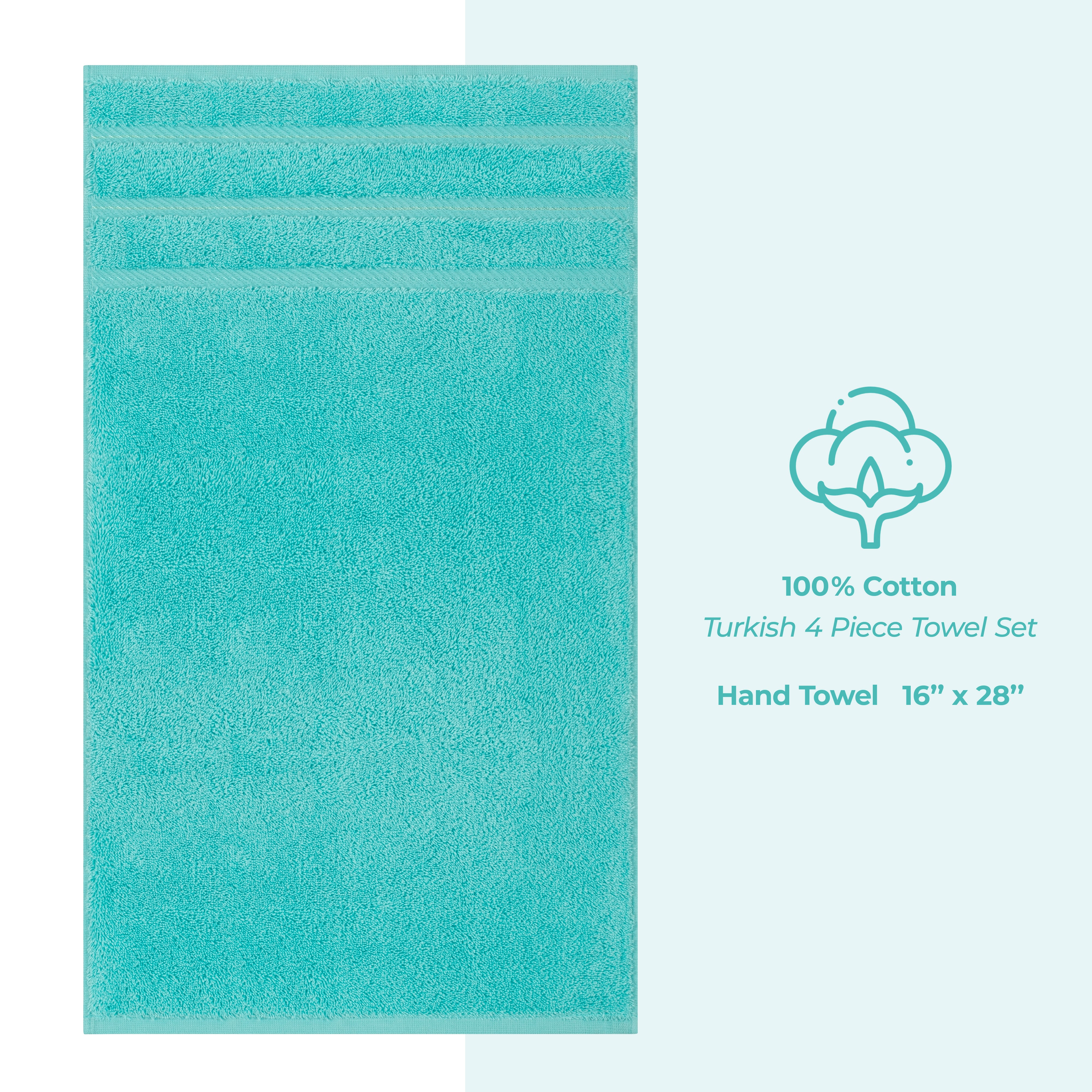 American Soft Linen 100% Cotton Turkish Towels, 4 Pack Hand Towel Set, Super Soft, Absorbent, Quick Dry Premium Towels