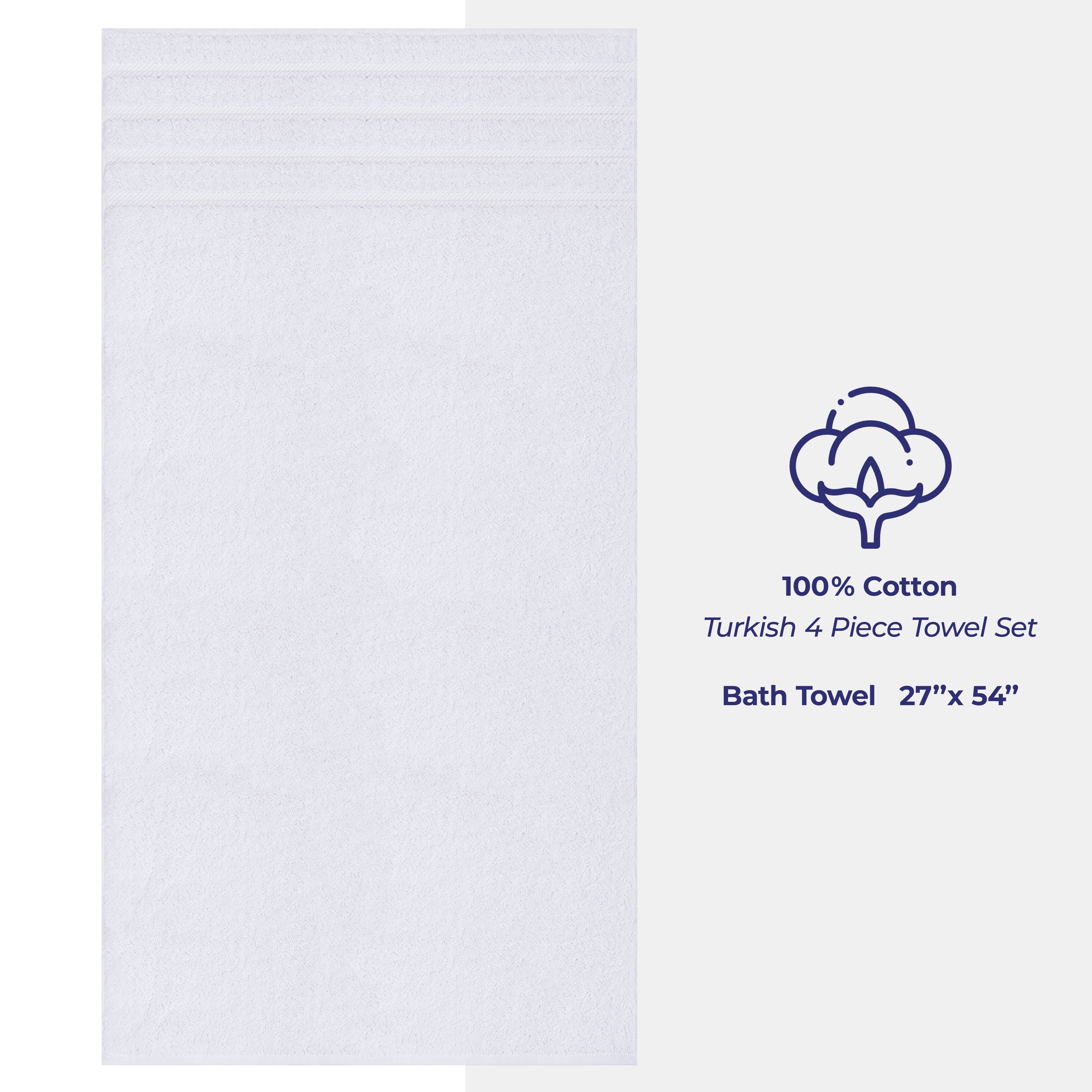American Soft Linen 100% Cotton Turkish Towels for Bathroom, 4 Pack Bath Towel Set, Super Soft, Extra Large Bath Towels