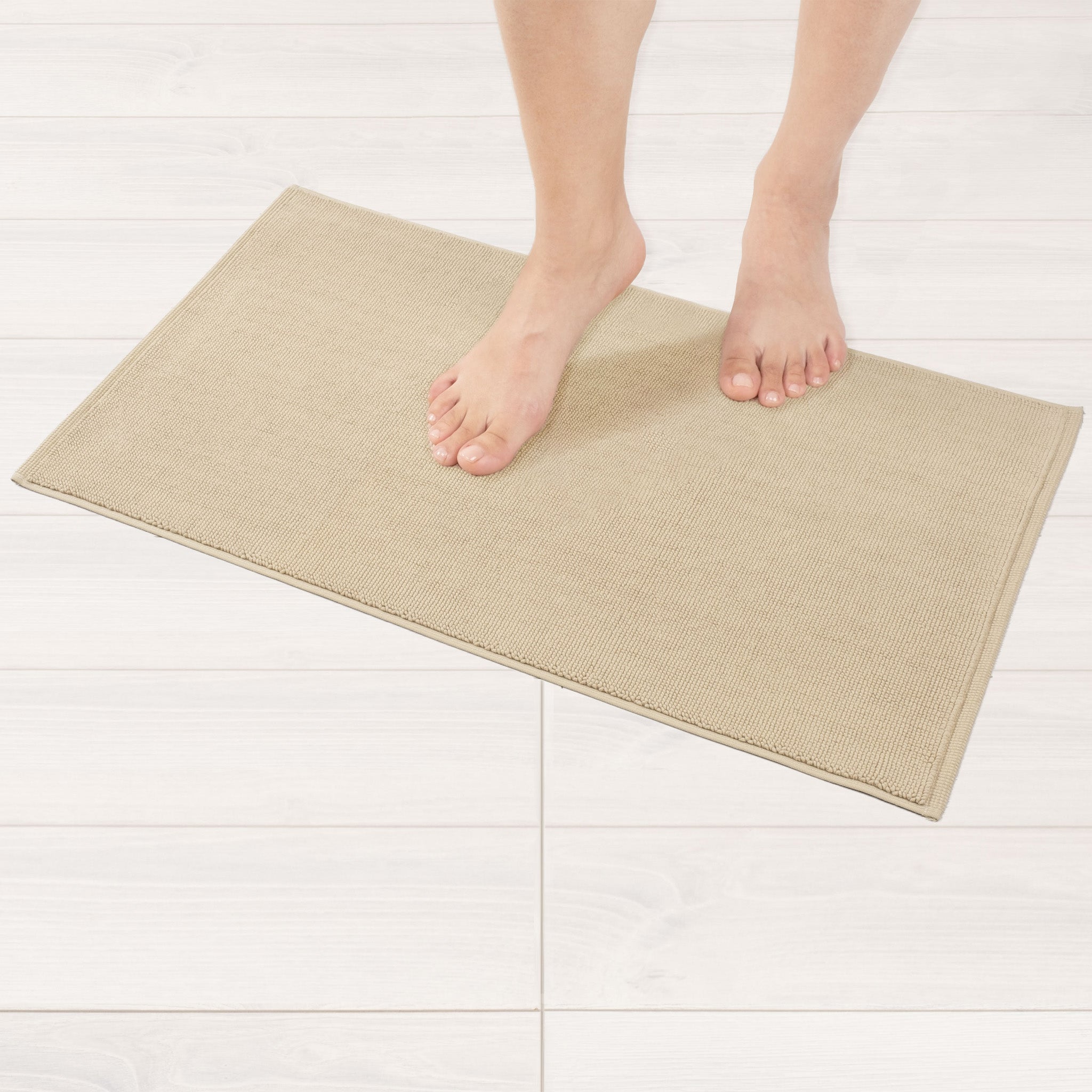 American Soft Linen 100% Cotton Bath Mat Rugs, 17x24 inches Slip Resistant Bottom Base Bath Mats for Bathroom