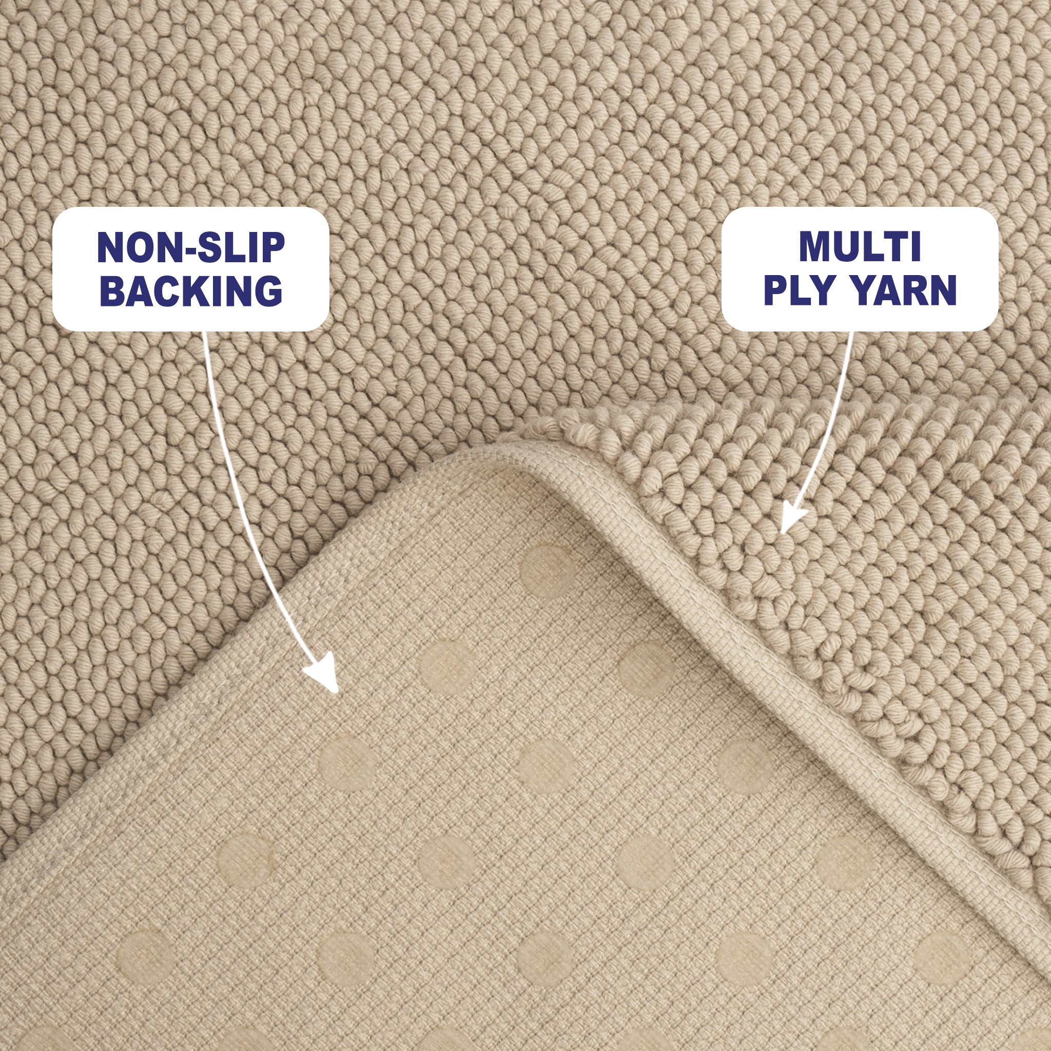 American Soft Linen 100% Cotton Bath Mat Rugs, 17x24 inches Slip Resistant Bottom Base Bath Mats for Bathroom