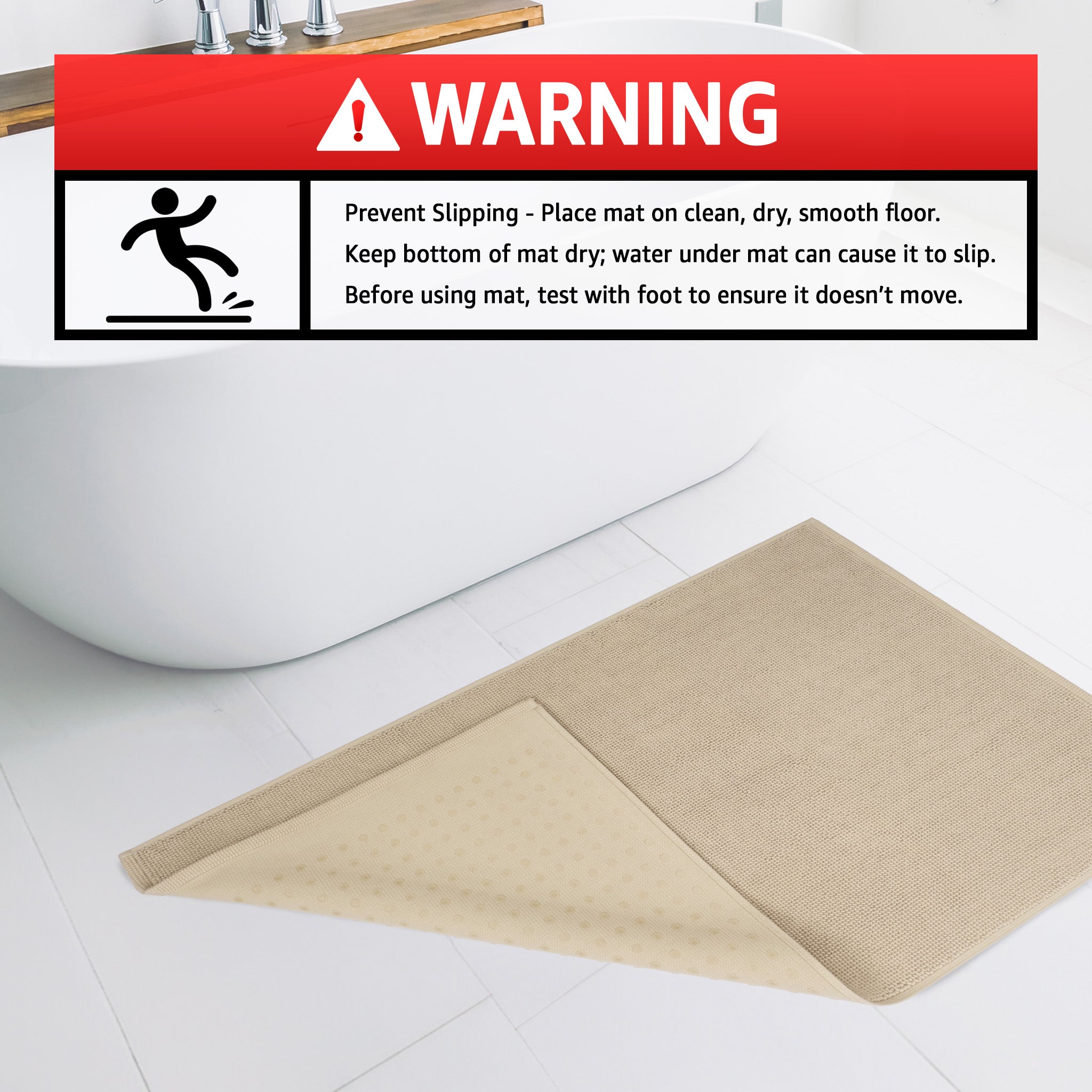 American Soft Linen 100% Cotton Bath Mat Rugs, 17x24 inches Slip Resistant Bottom Base Bath Mats for Bathroom