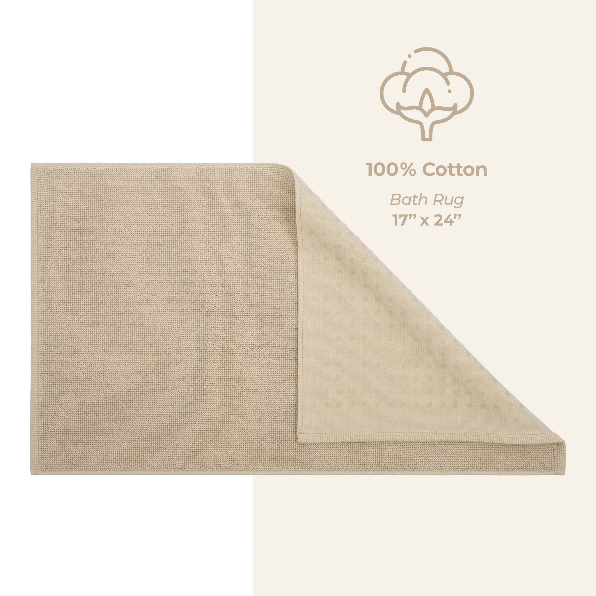 American Soft Linen 100% Cotton Bath Mat Rugs, 17x24 inches Slip Resistant Bottom Base Bath Mats for Bathroom