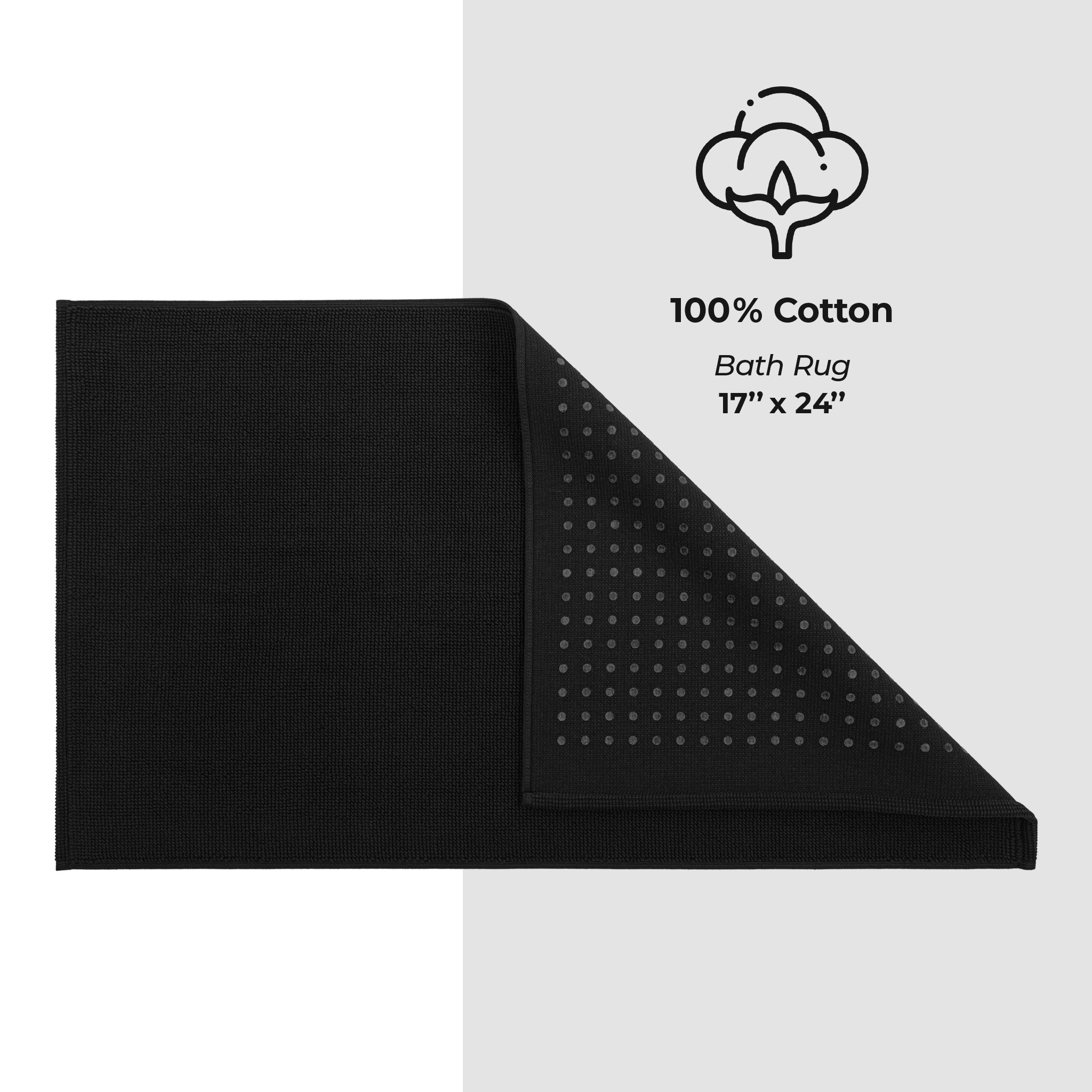American Soft Linen 100% Cotton Bath Mat Rugs, 17x24 inches Slip Resistant Bottom Base Bath Mats for Bathroom