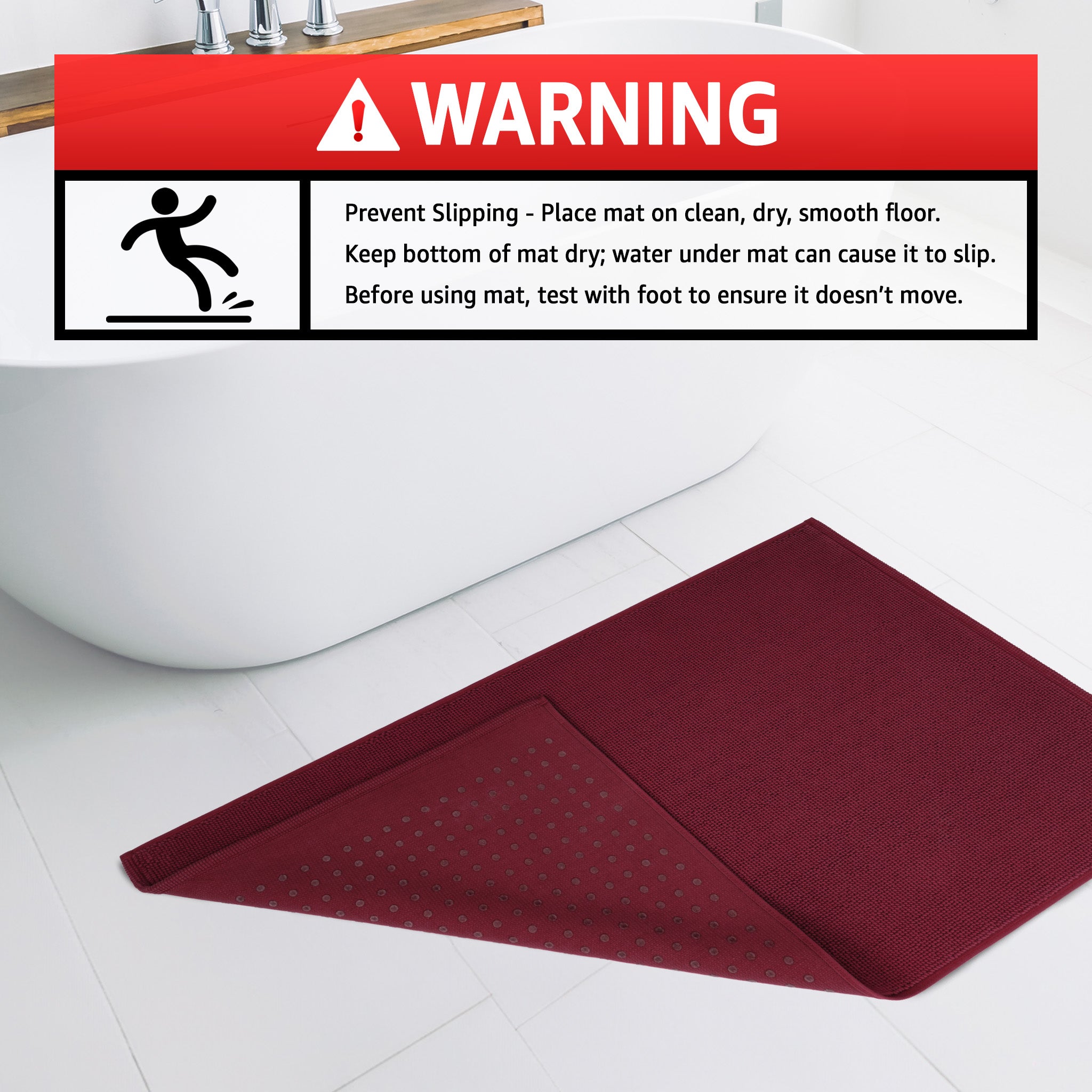 American Soft Linen 100% Cotton Bath Mat Rugs, 17x24 inches Slip Resistant Bottom Base Bath Mats for Bathroom