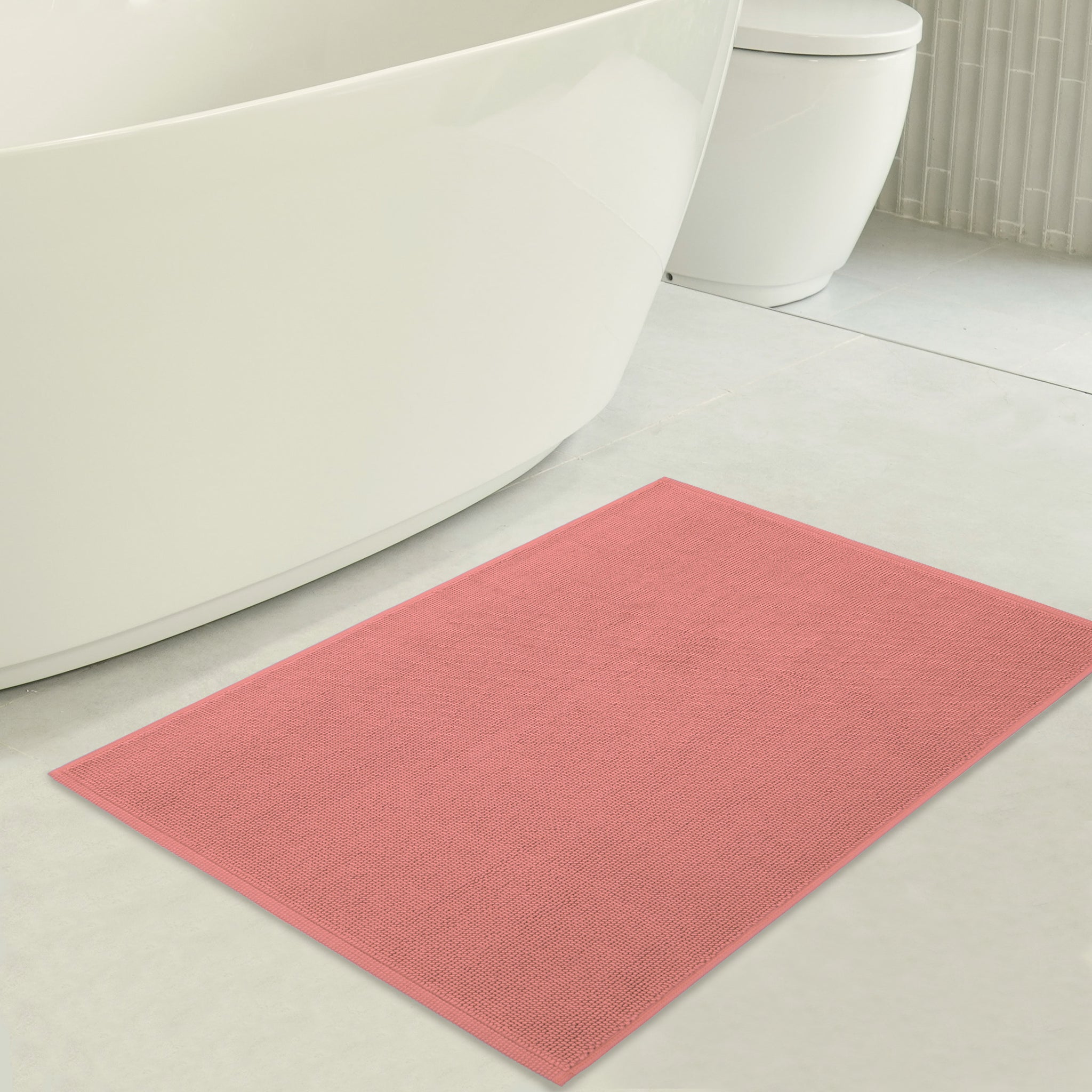 American Soft Linen 100% Cotton Bath Mat Rugs, 17x24 inches Slip Resistant Bottom Base Bath Mats for Bathroom