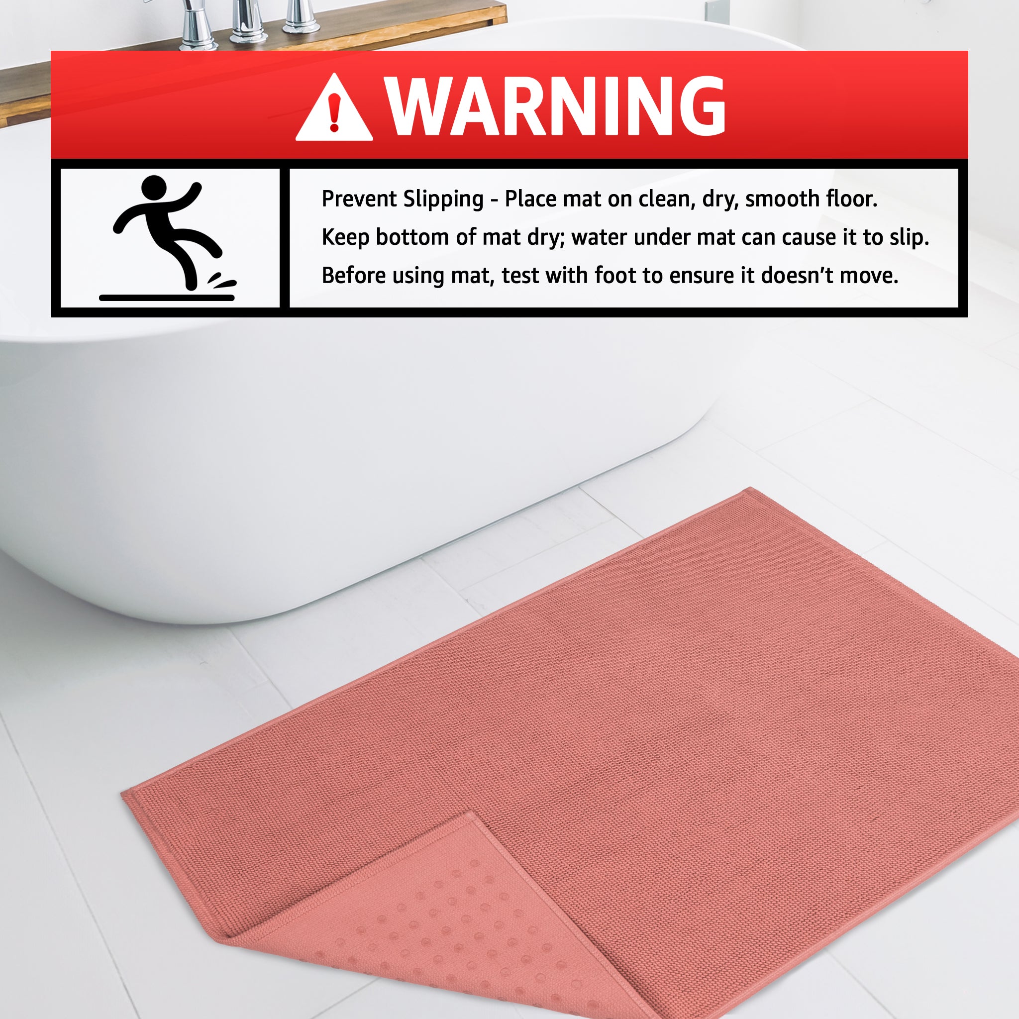 American Soft Linen 100% Cotton Bath Mat Rugs, 17x24 inches Slip Resistant Bottom Base Bath Mats for Bathroom