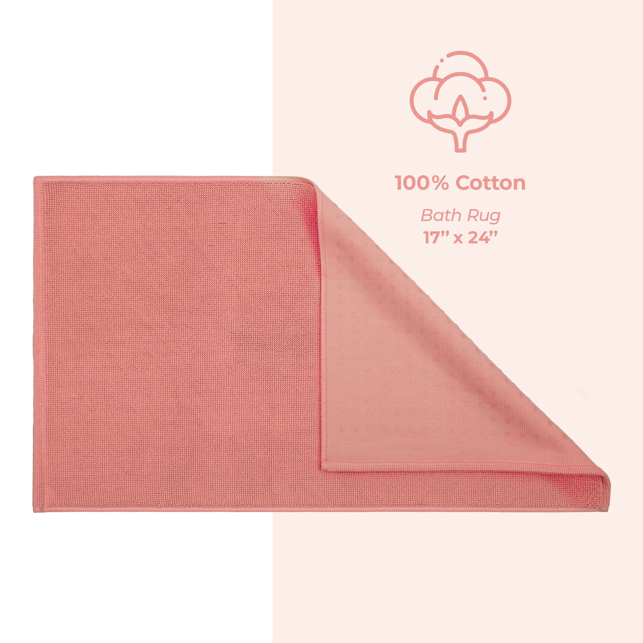 American Soft Linen 100% Cotton Bath Mat Rugs, 17x24 inches Slip Resistant Bottom Base Bath Mats for Bathroom