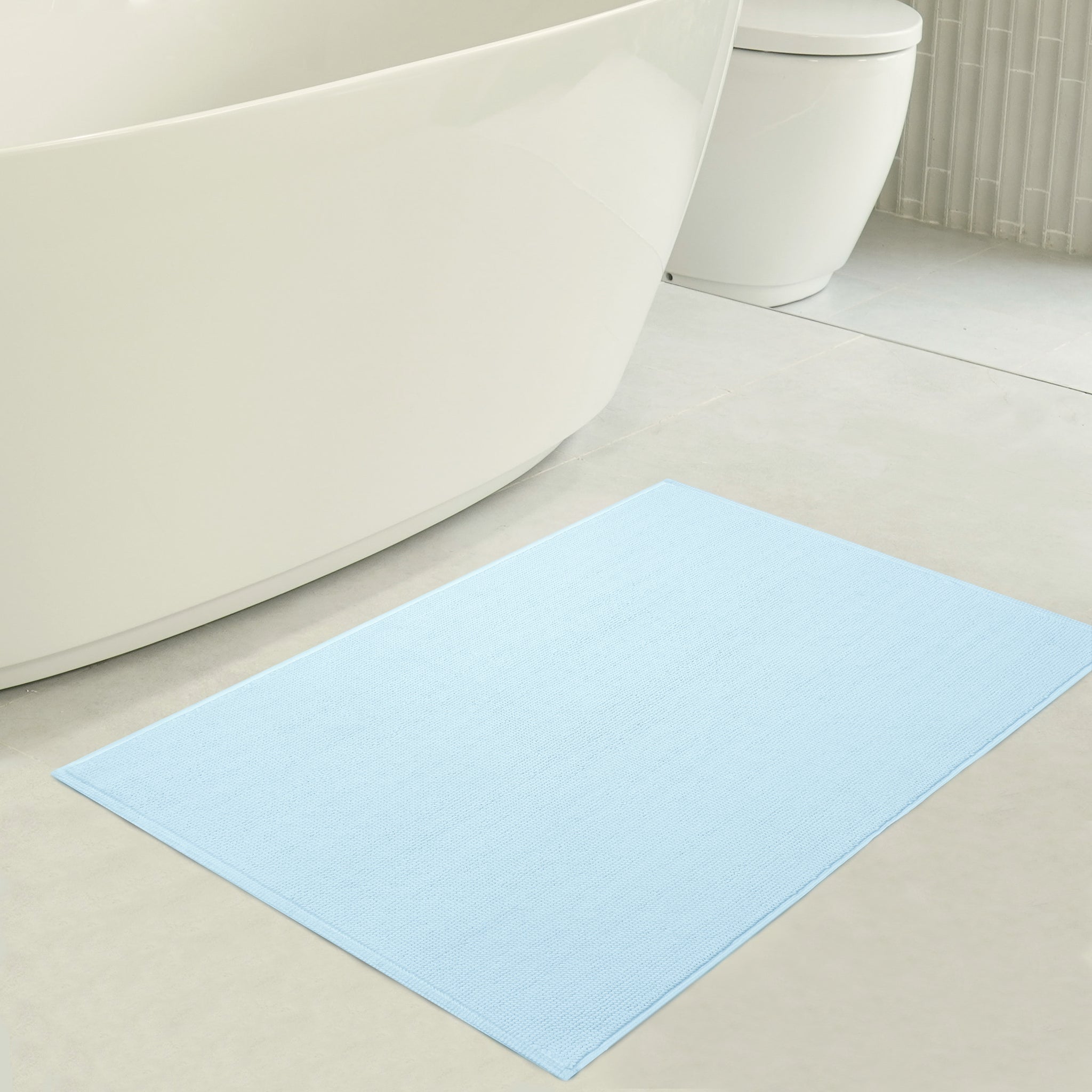 American Soft Linen 100% Cotton Bath Mat Rugs, 17x24 inches with Silicone Backing, Soft Absorbent Grip-Enhanced Bath Mats for Bathroom