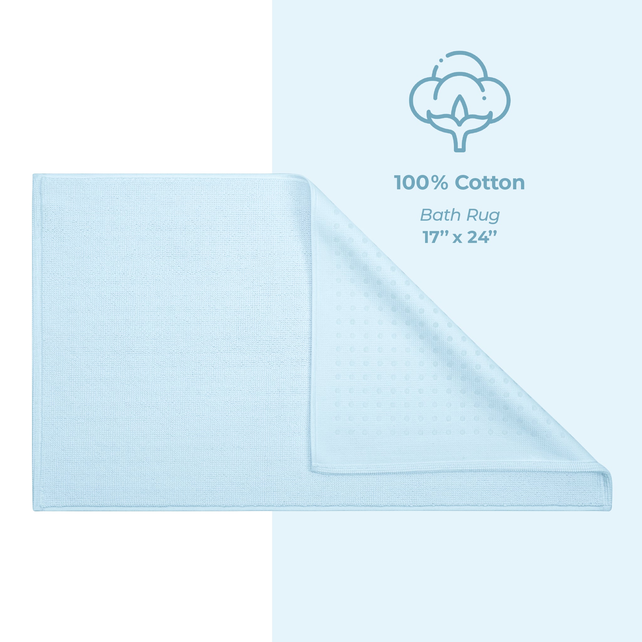 American Soft Linen 100% Cotton Bath Mat Rugs, 17x24 inches with Silicone Backing, Soft Absorbent Grip-Enhanced Bath Mats for Bathroom