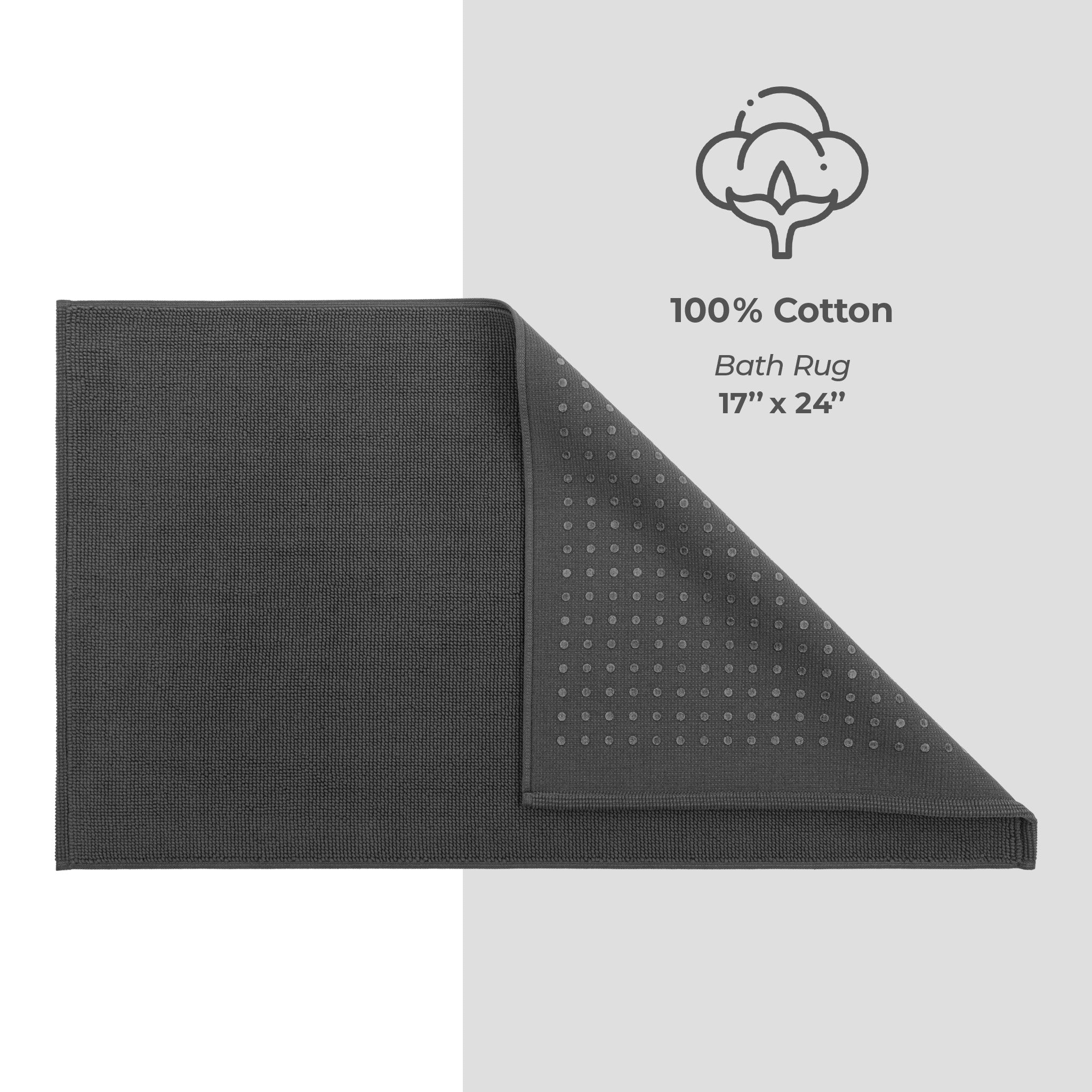 American Soft Linen 100% Cotton Bath Mat Rugs, 17x24 inches Slip Resistant Bottom Base Bath Mats for Bathroom