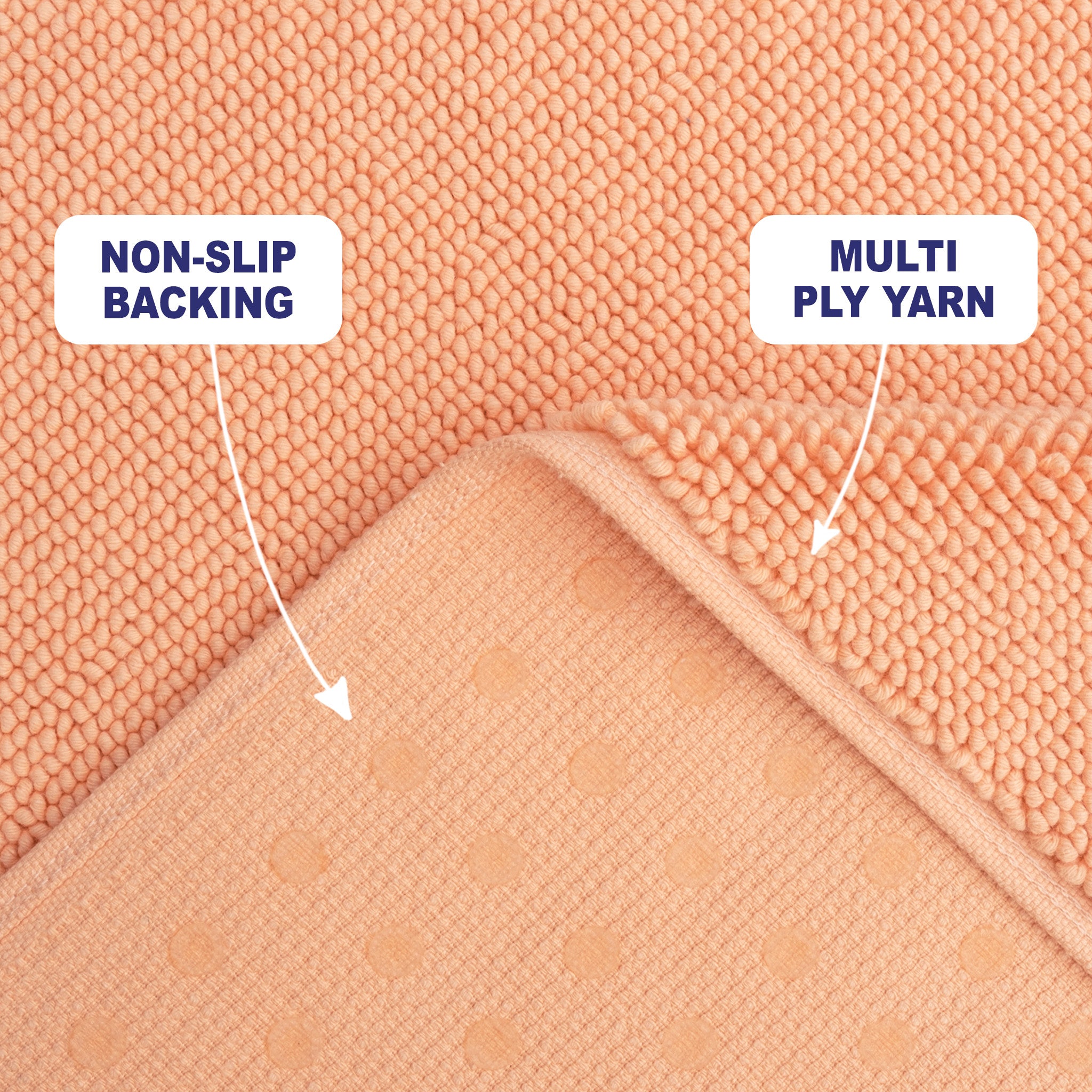 American Soft Linen 100% Cotton Bath Mat Rugs, 17x24 inches Slip Resistant Bottom Base Bath Mats for Bathroom