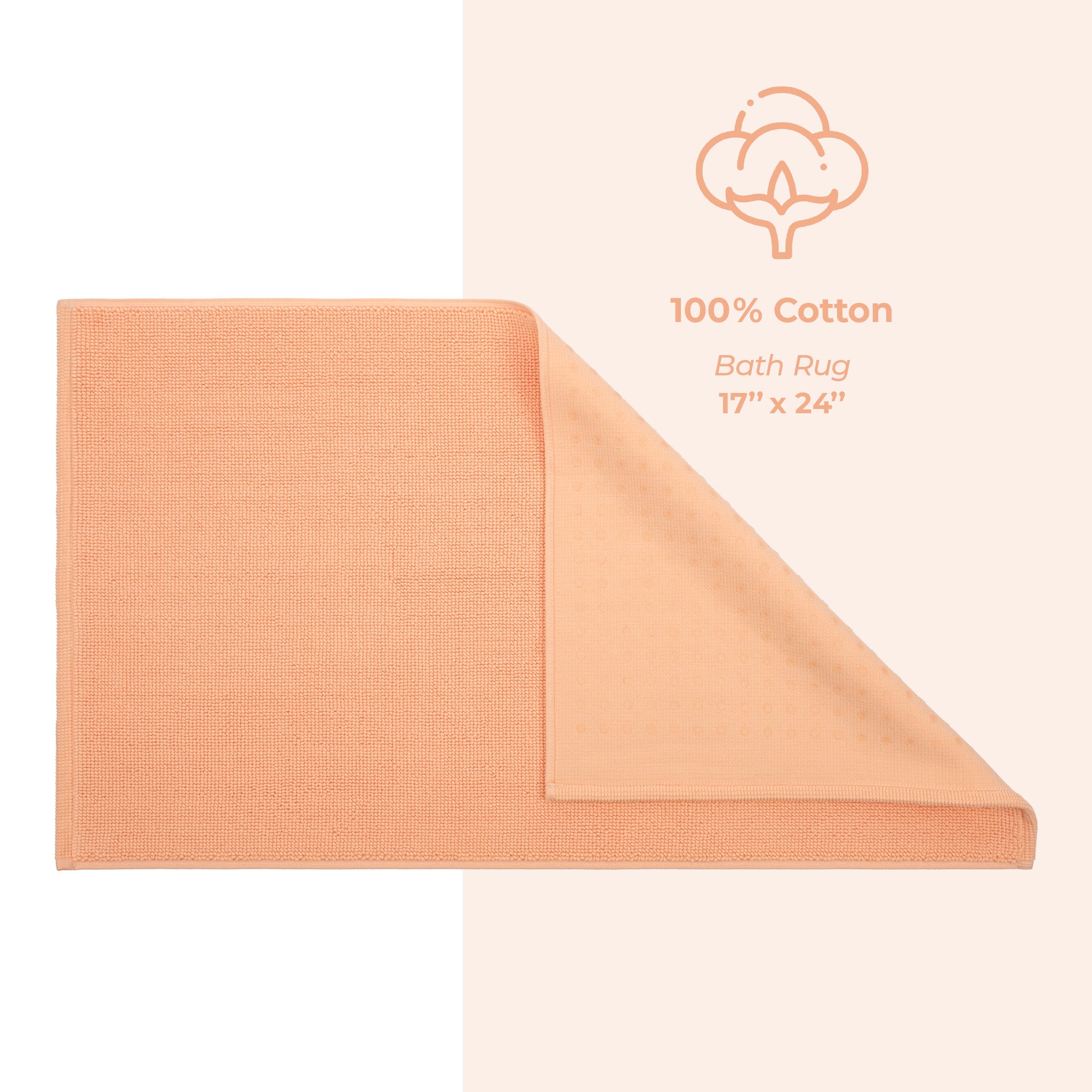 American Soft Linen 100% Cotton Bath Mat Rugs, 17x24 inches Slip Resistant Bottom Base Bath Mats for Bathroom