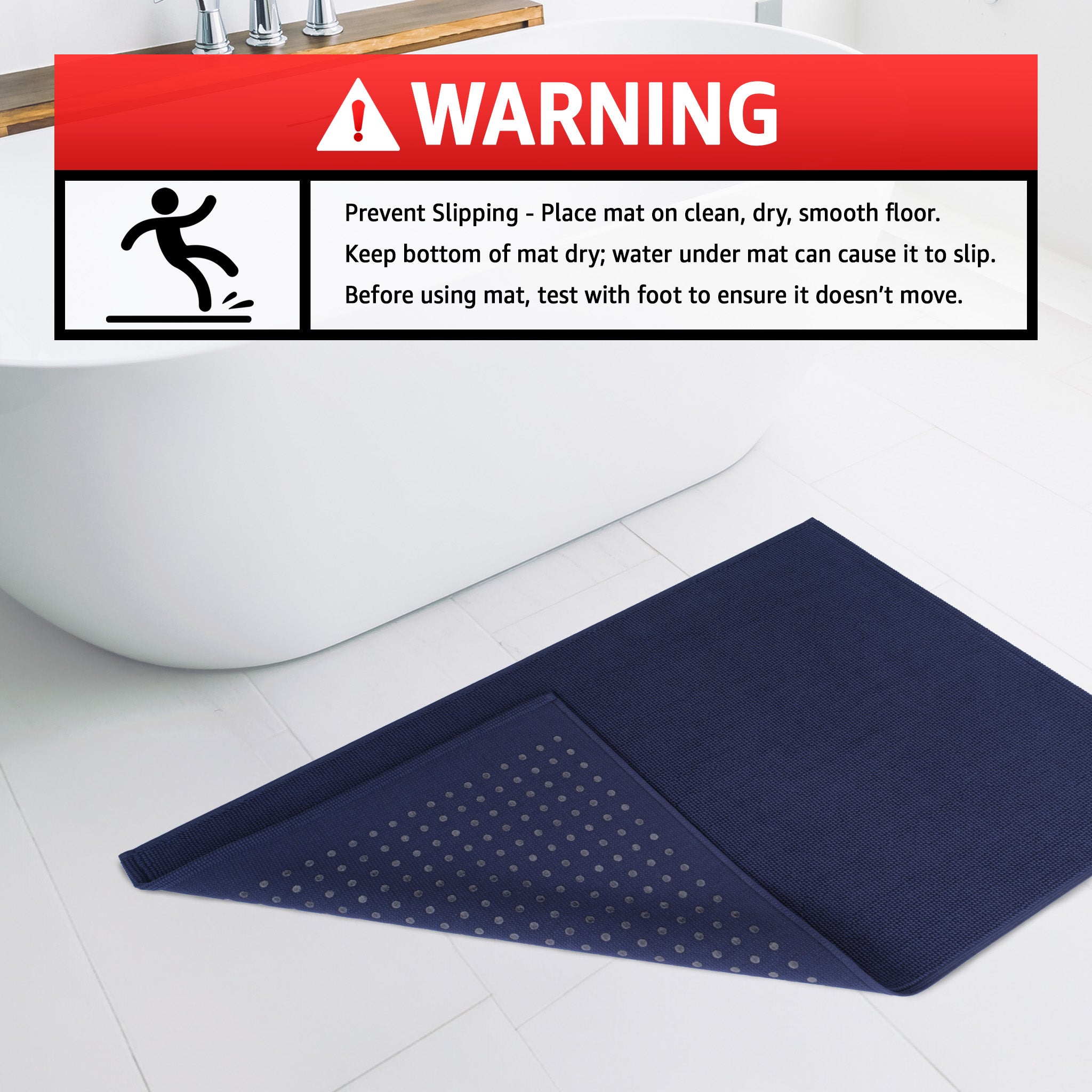 American Soft Linen 100% Cotton Bath Mat Rugs, 17x24 inches Slip Resistant Bottom Base Bath Mats for Bathroom
