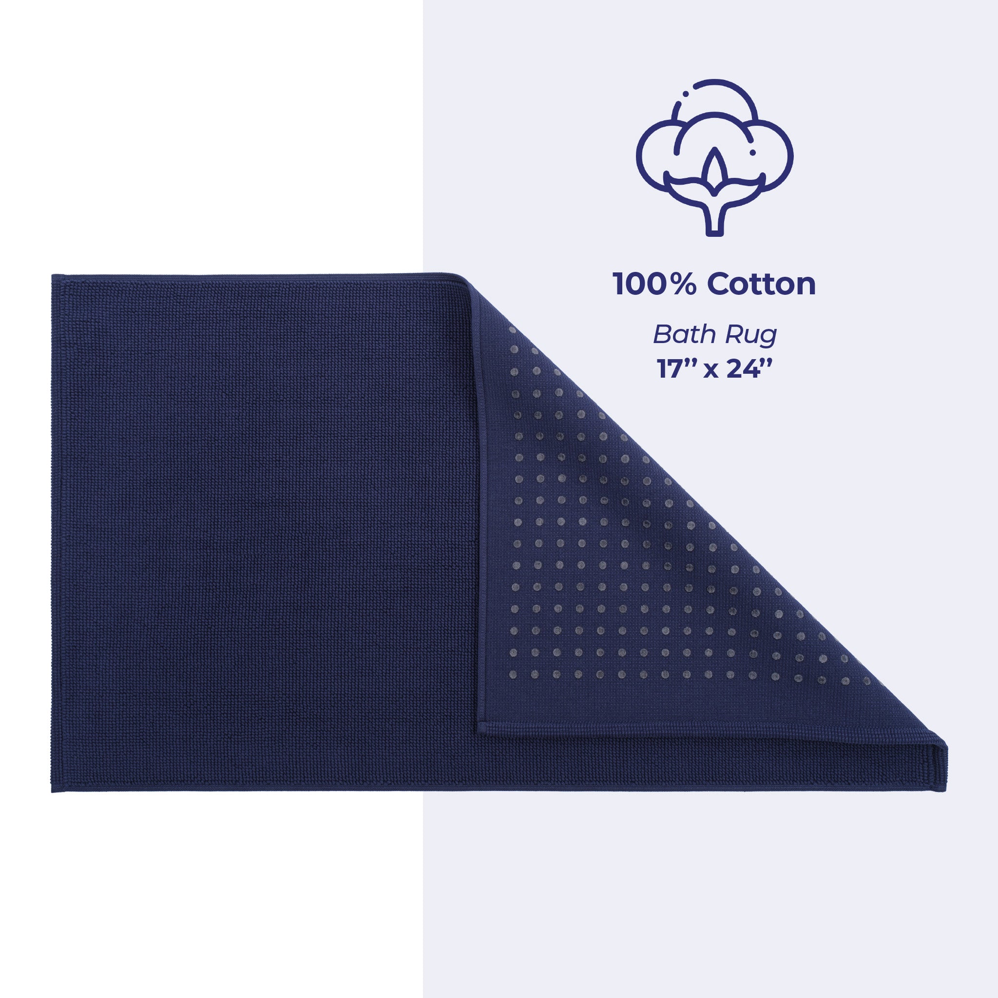 American Soft Linen 100% Cotton Bath Mat Rugs, 17x24 inches Slip Resistant Bottom Base Bath Mats for Bathroom