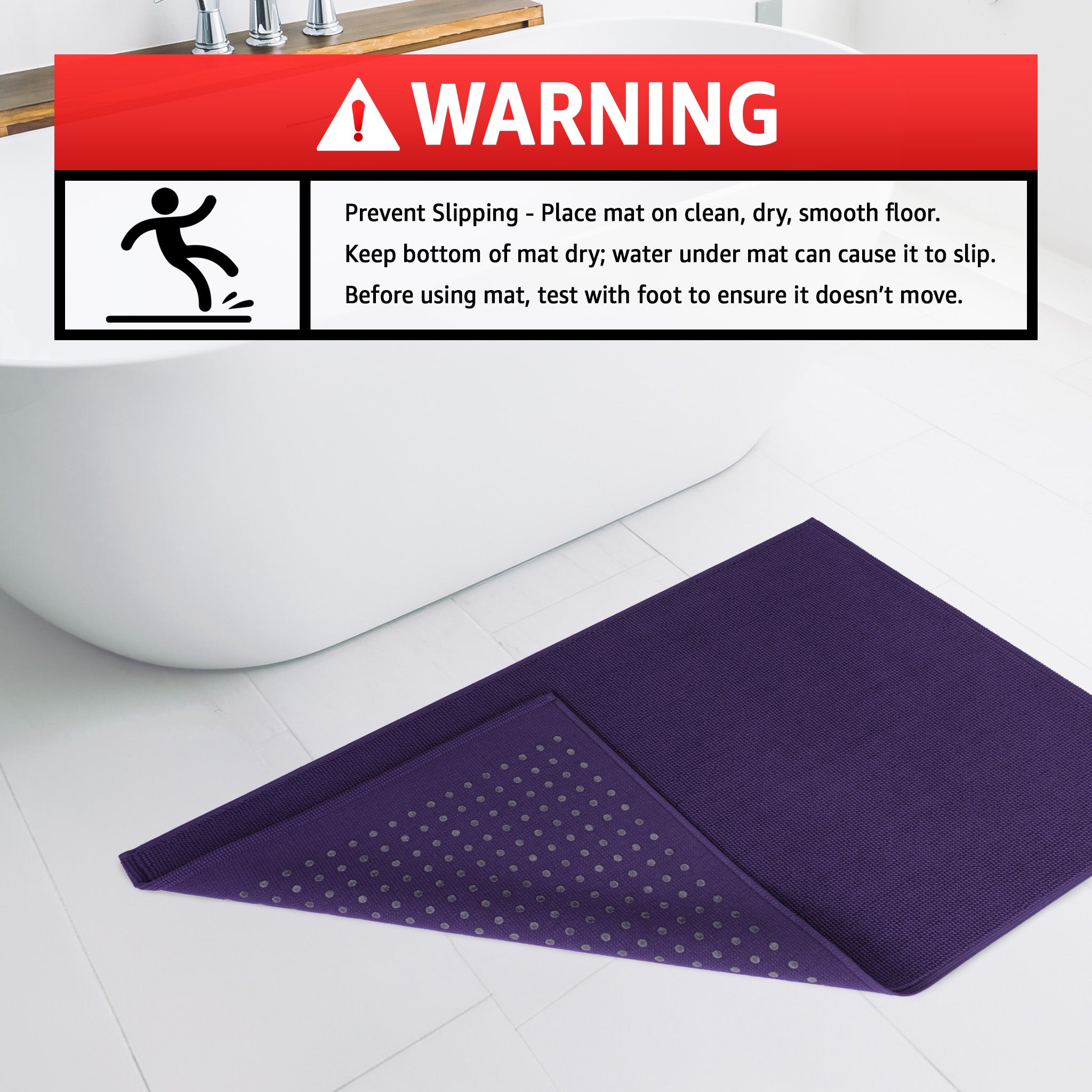 American Soft Linen 100% Cotton Bath Mat Rugs, 17x24 inches Slip Resistant Bottom Base Bath Mats for Bathroom