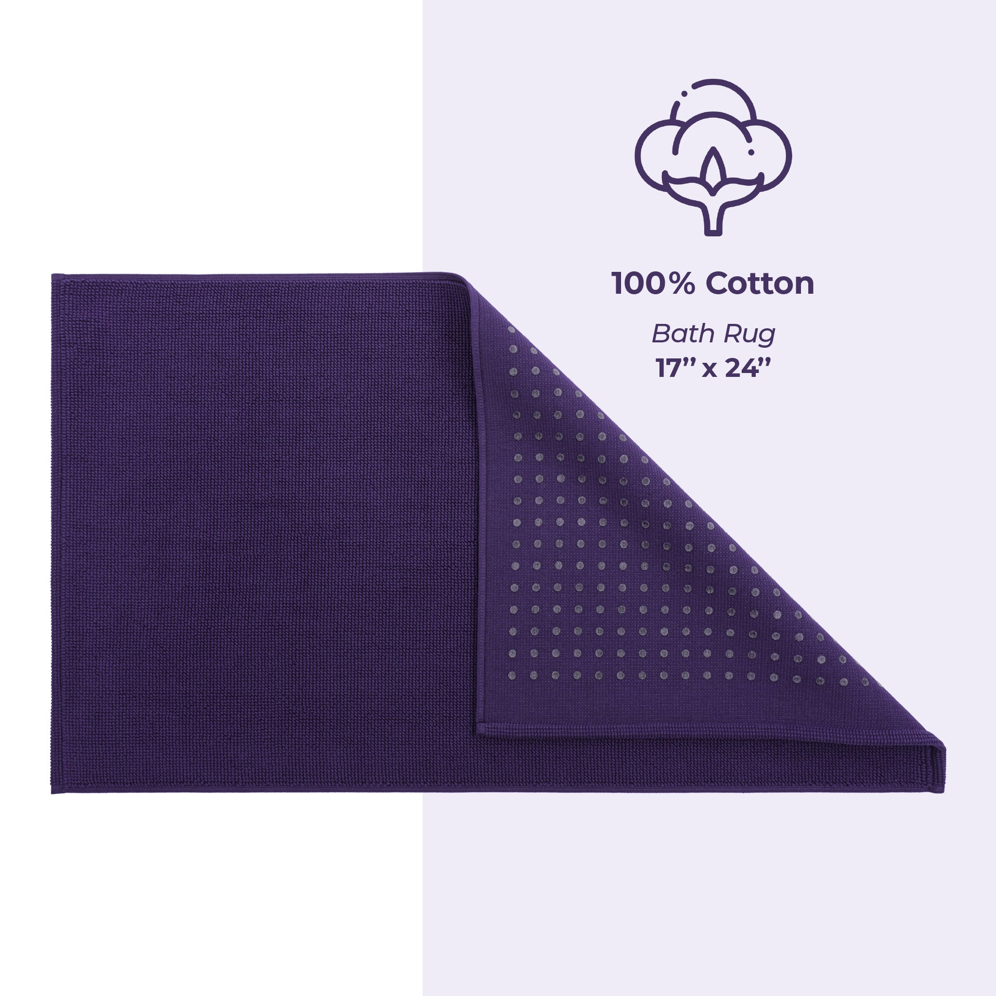 American Soft Linen 100% Cotton Bath Mat Rugs, 17x24 inches Slip Resistant Bottom Base Bath Mats for Bathroom