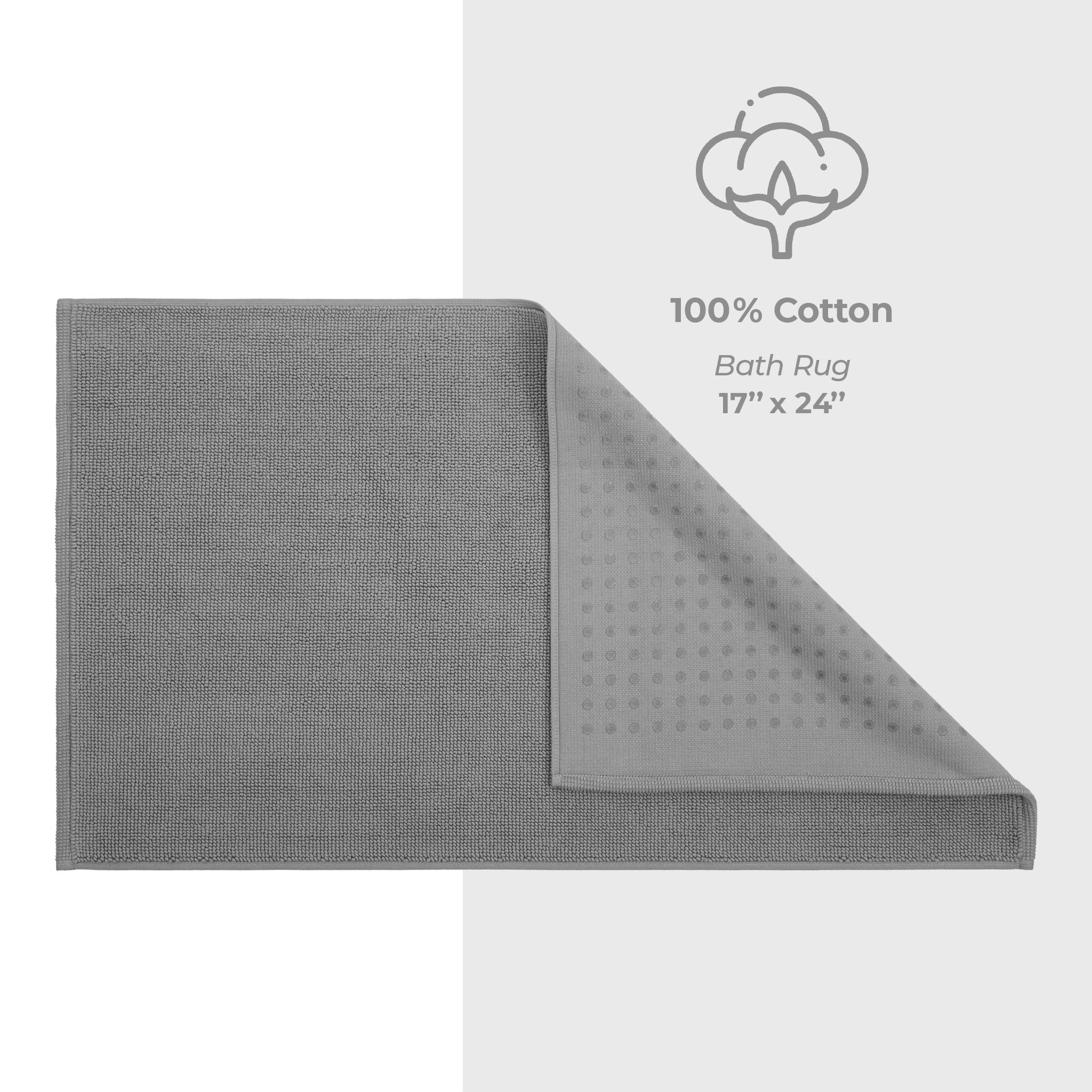 American Soft Linen 100% Cotton Bath Mat Rugs, 17x24 inches Slip Resistant Bottom Base Bath Mats for Bathroom