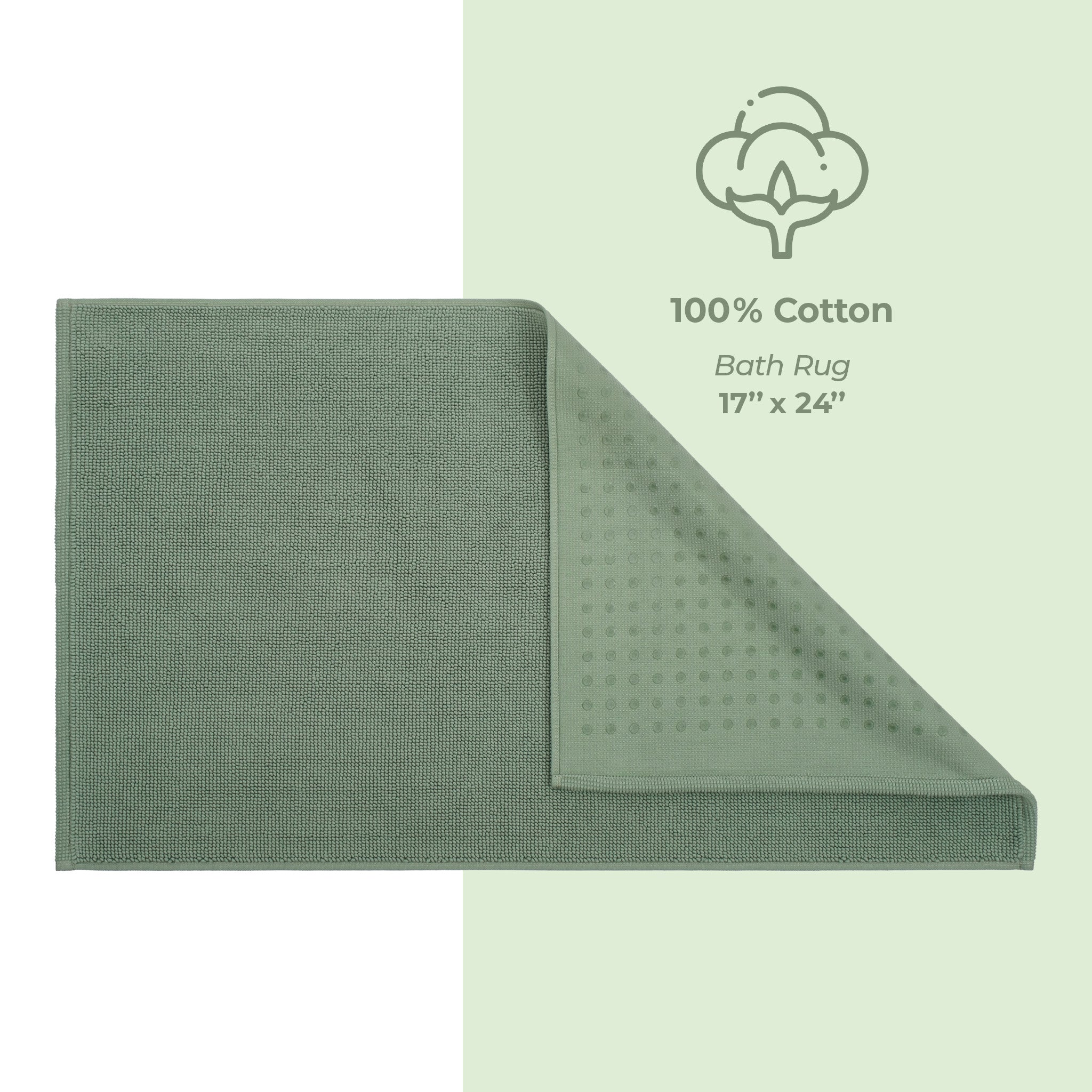 American Soft Linen 100% Cotton Bath Mat Rugs, 17x24 inches Slip Resistant Bottom Base Bath Mats for Bathroom