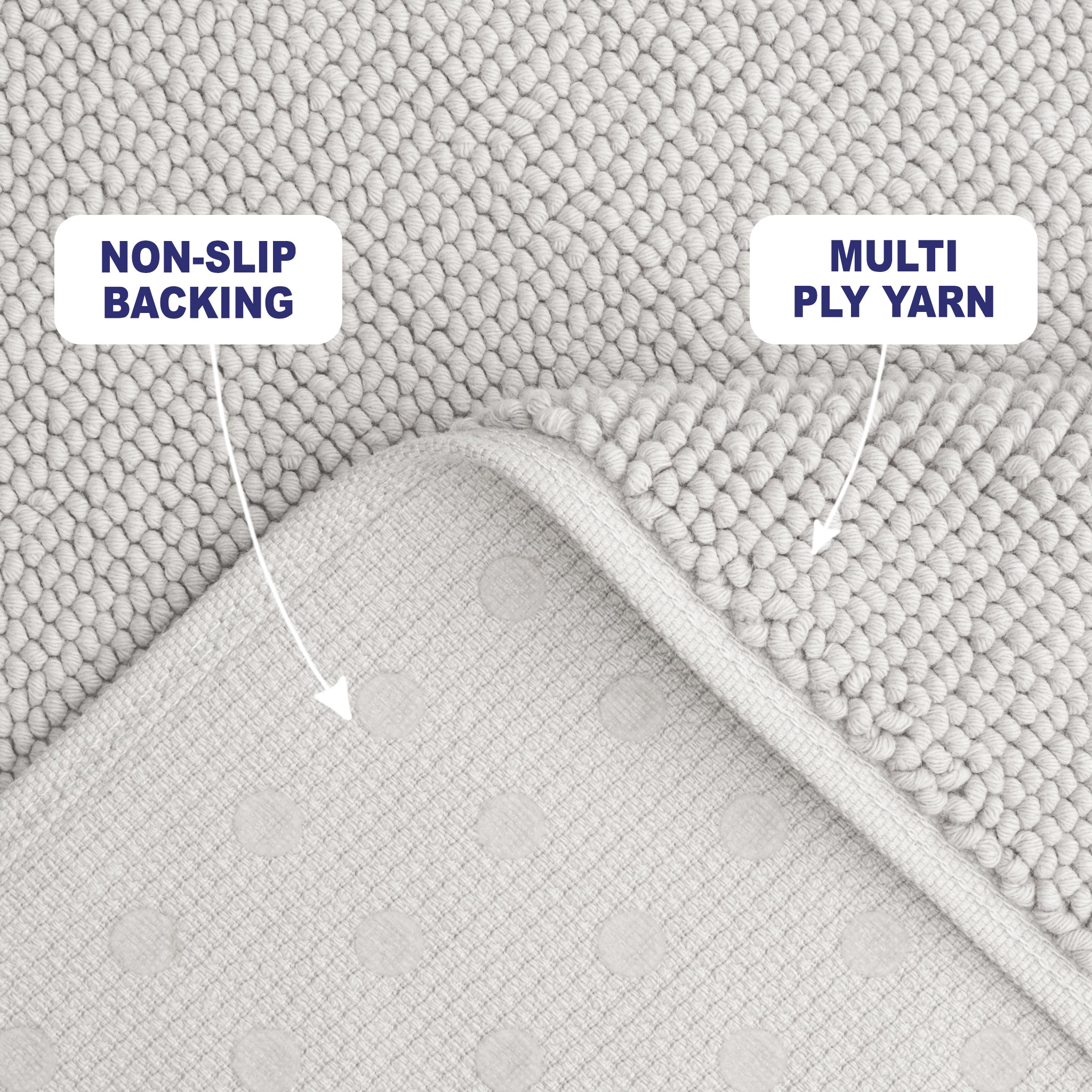American Soft Linen 100% Cotton Bath Mat Rugs, 17x24 inches with Silicone Backing, Soft Absorbent Grip-Enhanced Bath Mats for Bathroom