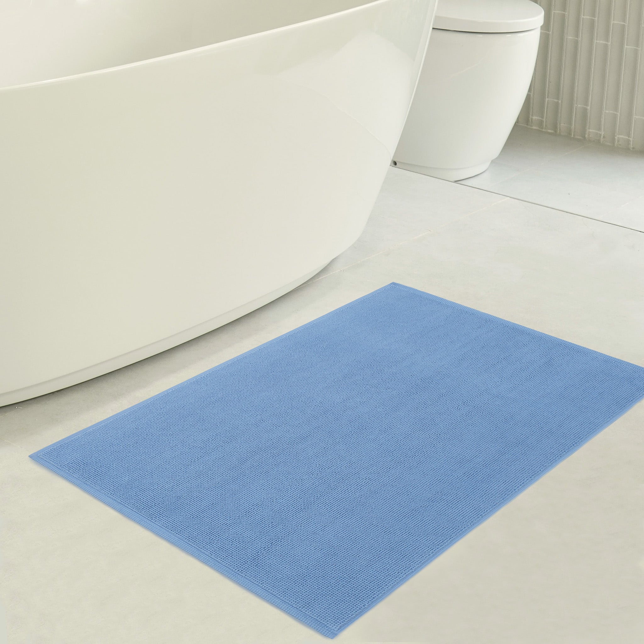 American Soft Linen 100% Cotton Bath Mat Rugs, 17x24 inches Slip Resistant Bottom Base Bath Mats for Bathroom