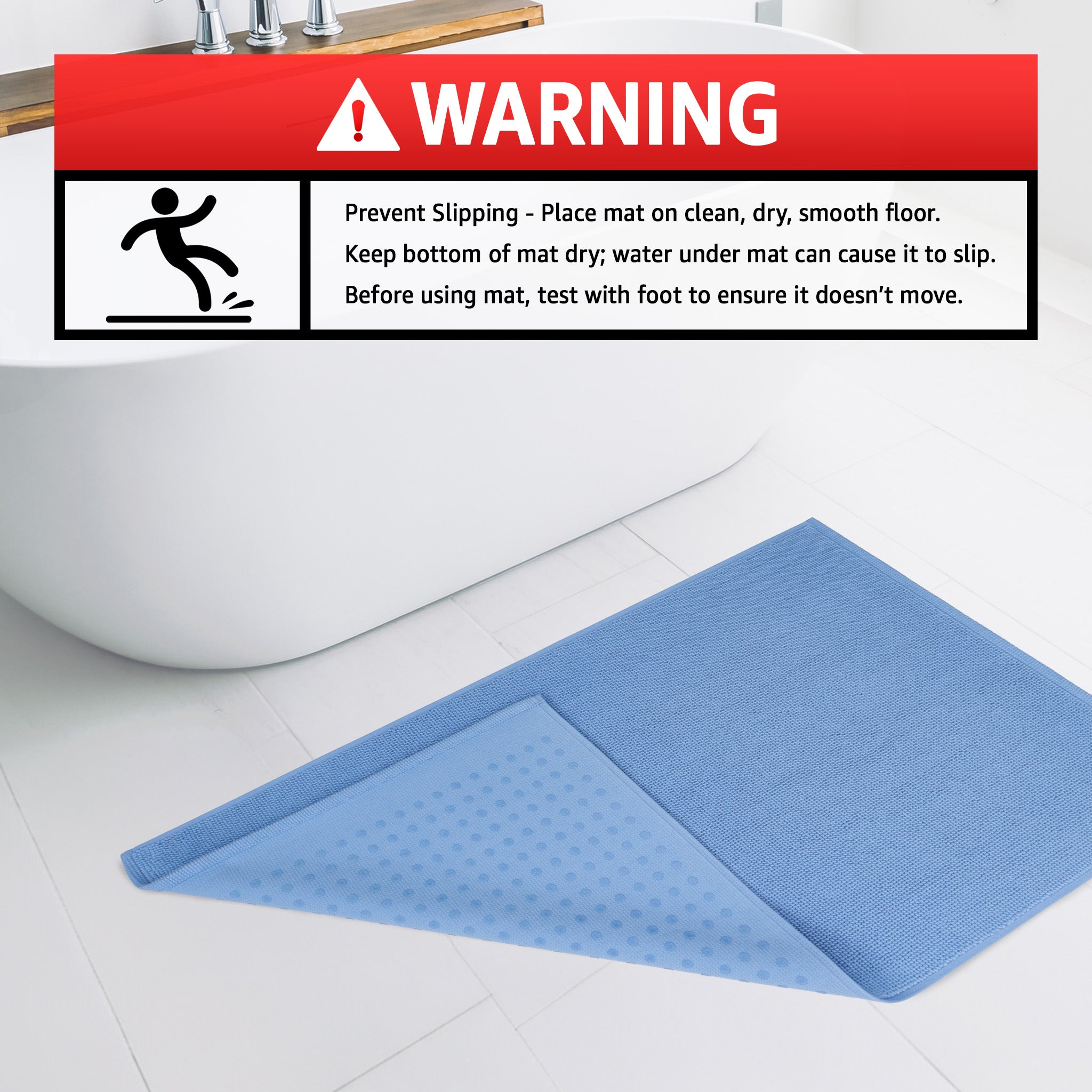 American Soft Linen 100% Cotton Bath Mat Rugs, 17x24 inches Slip Resistant Bottom Base Bath Mats for Bathroom