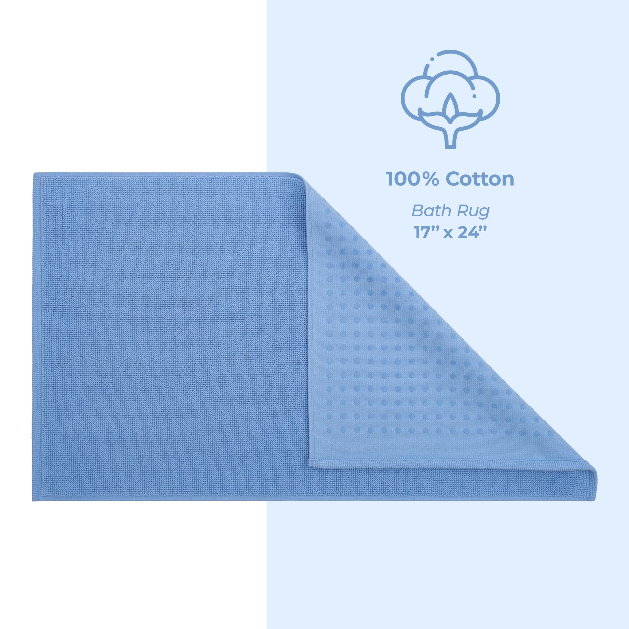 American Soft Linen 100% Cotton Bath Mat Rugs, 17x24 inches Slip Resistant Bottom Base Bath Mats for Bathroom