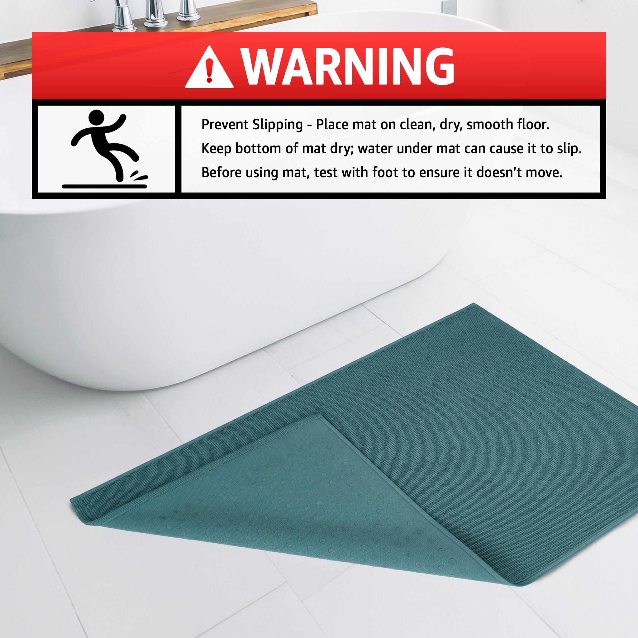 American Soft Linen 100% Cotton Bath Mat Rugs, 17x24 inches Slip Resistant Bottom Base Bath Mats for Bathroom